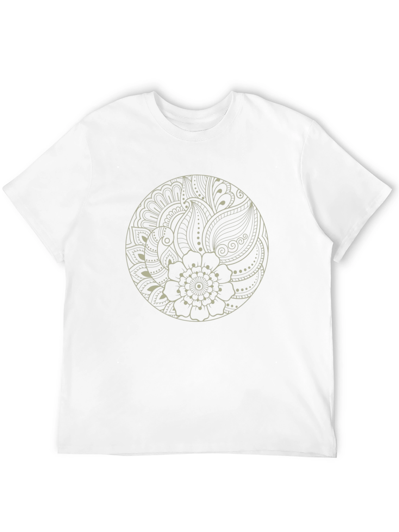 Mens Black Tee with Mandala Floral Design