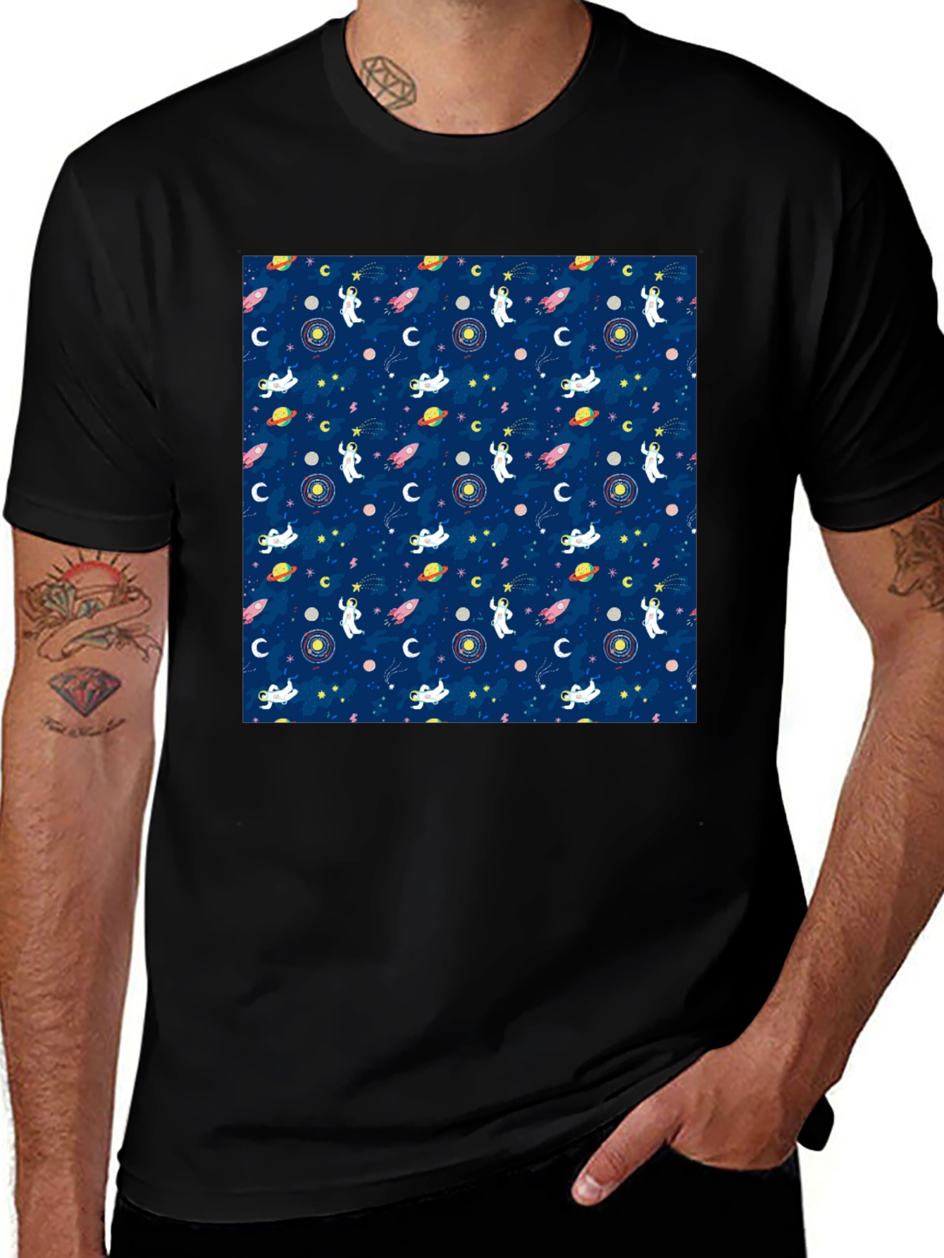Cosmic Astronauts Black T-Shirt