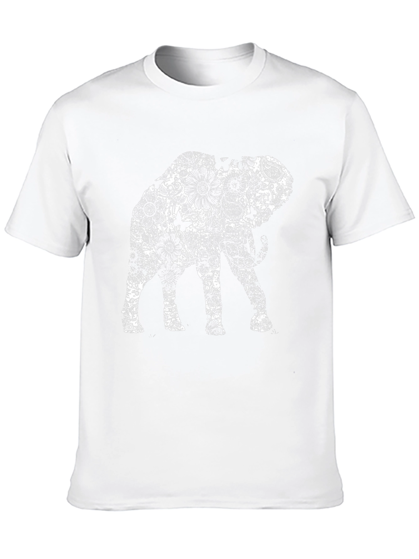 Floral Elephant Graphic Print Black T-Shirt