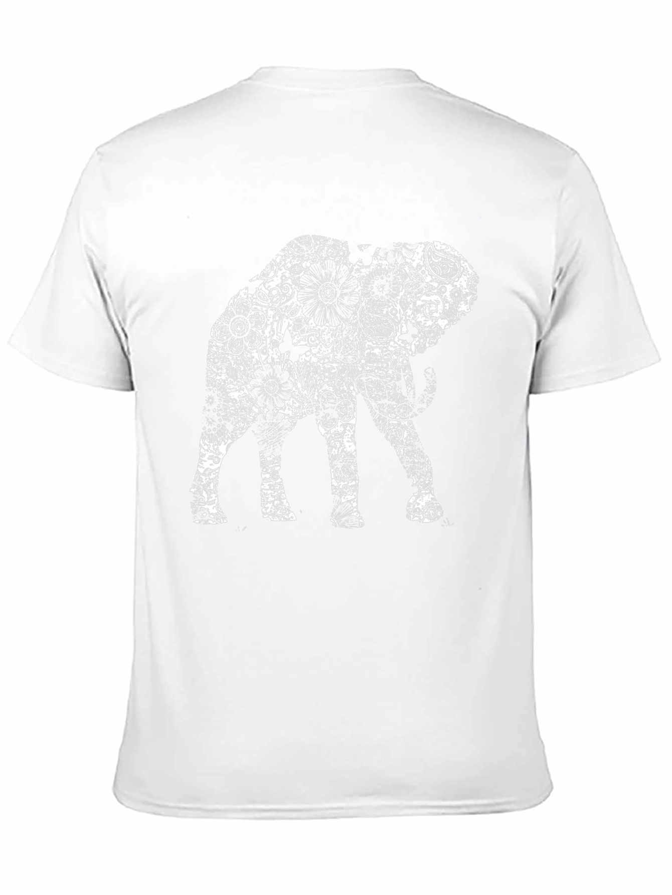 Floral Elephant Graphic Print Black T-Shirt