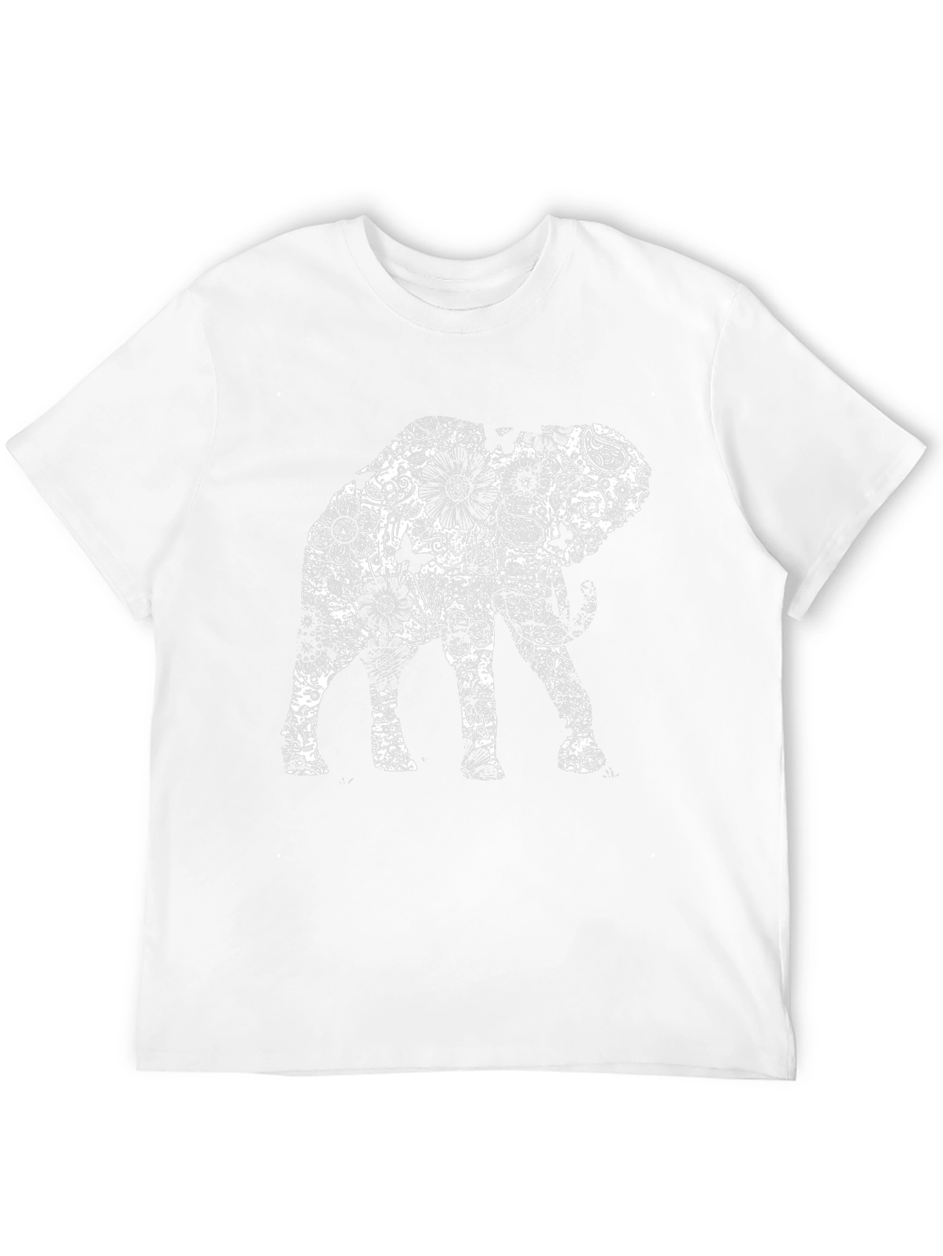 Floral Elephant Graphic Print Black T-Shirt
