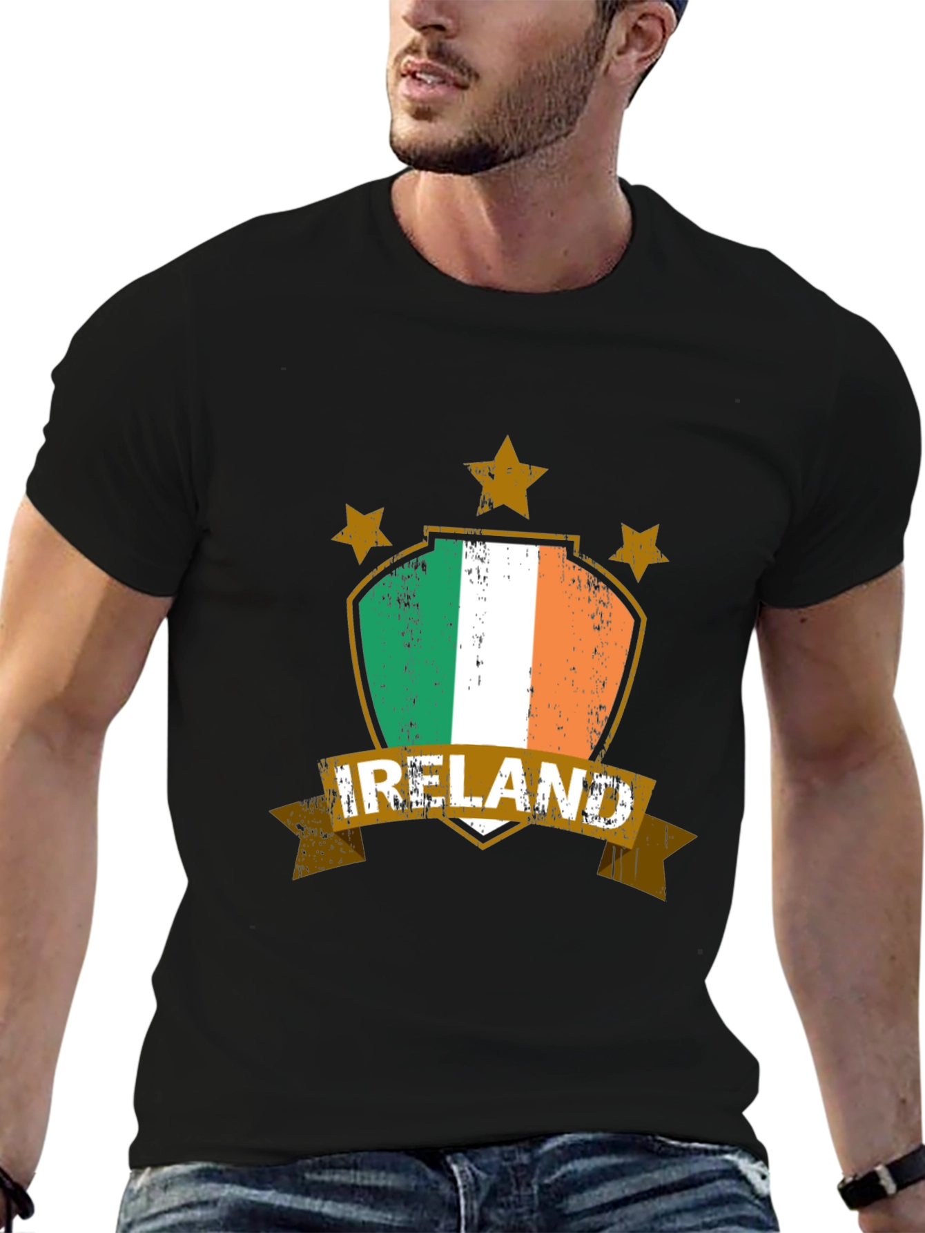 Ireland Flag Graphic Tee - Mens Black T-Shirt