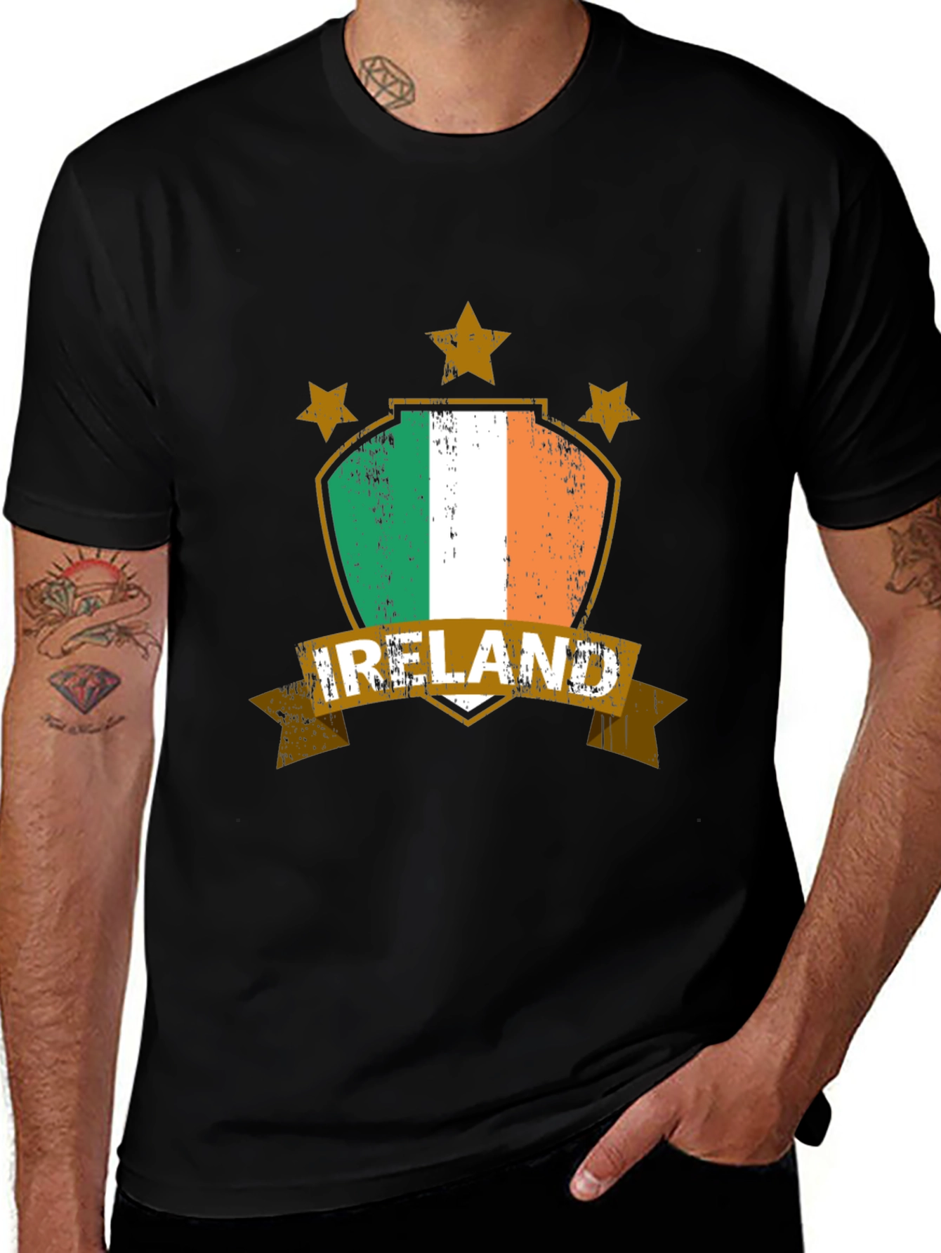 Ireland Flag Graphic Tee - Mens Black T-Shirt