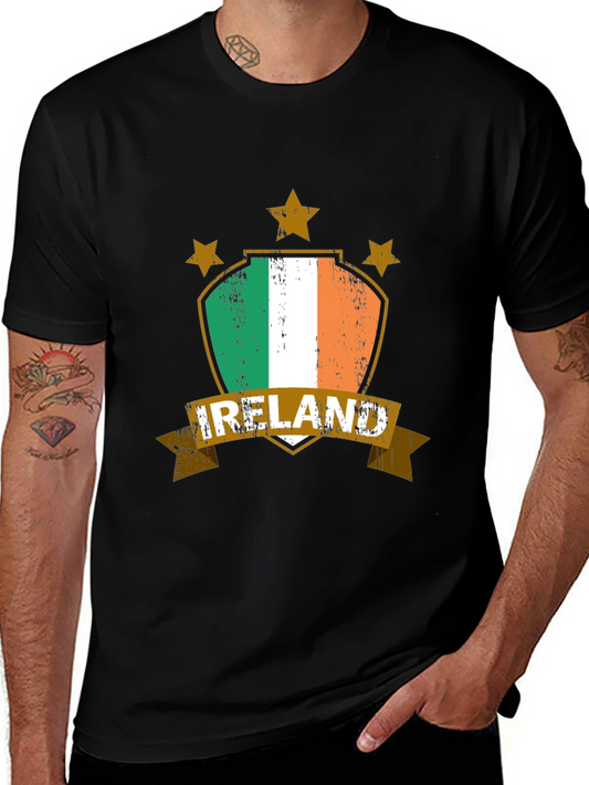 Ireland Flag Graphic Tee - Mens Black T-Shirt