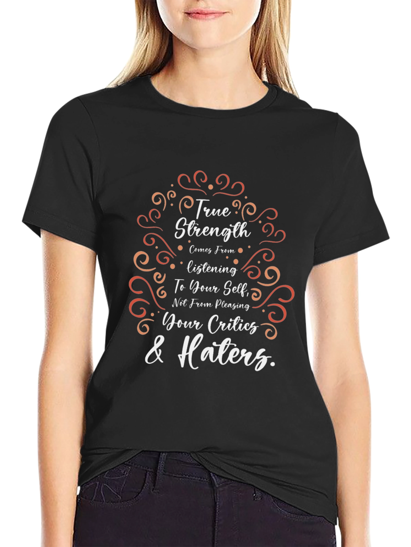 True Strength Graphic Tee - Motivational Black T-Shirt