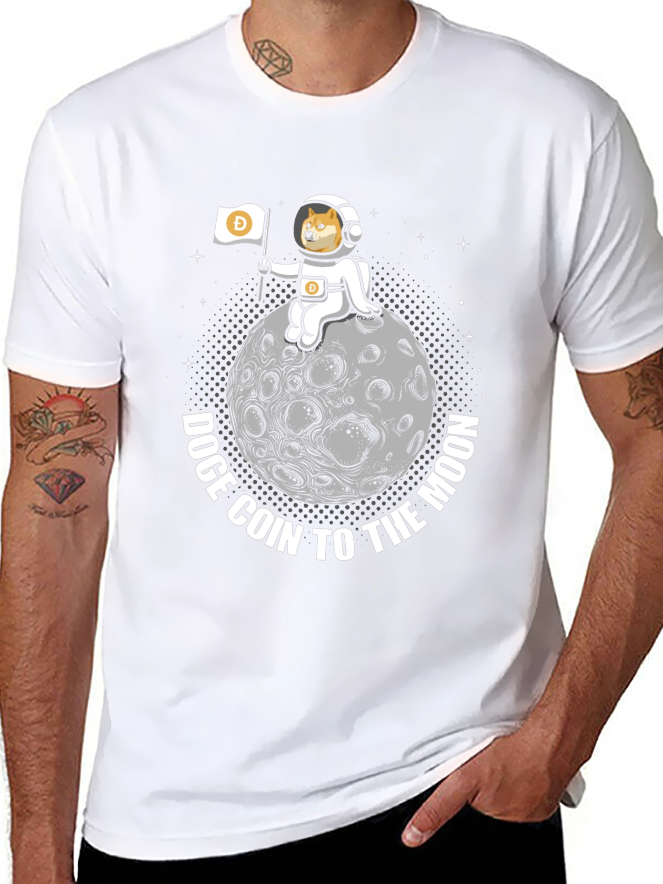 Doge Coin to the Moon Graphic Tee - Black