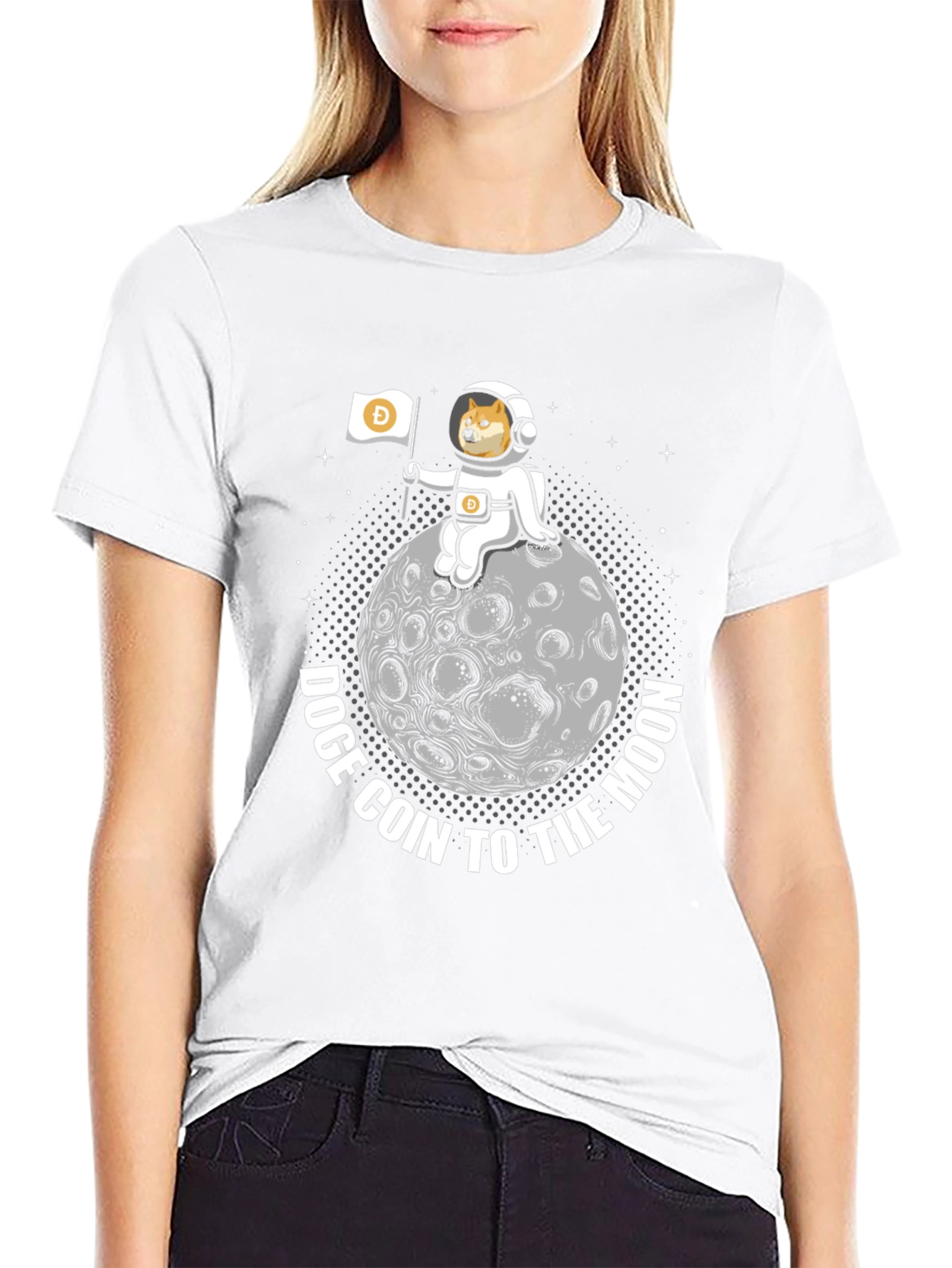 Doge Coin to the Moon Graphic Tee - Black