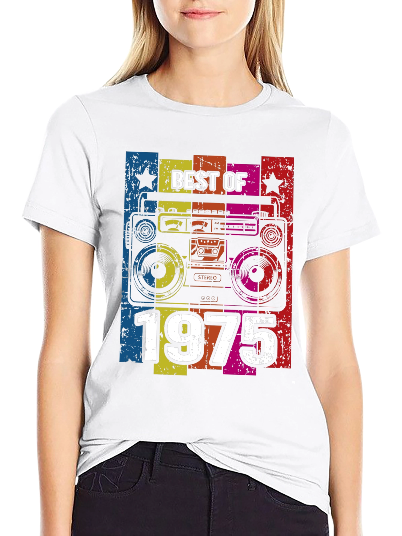 Best of 1975 Retro Boombox Graphic T-Shirt