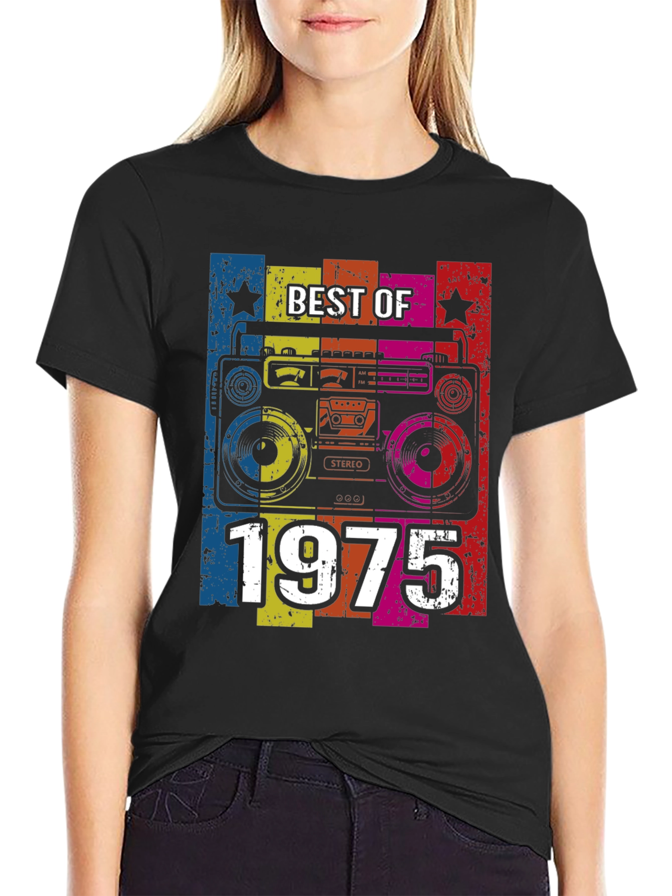 Best of 1975 Retro Boombox Graphic T-Shirt
