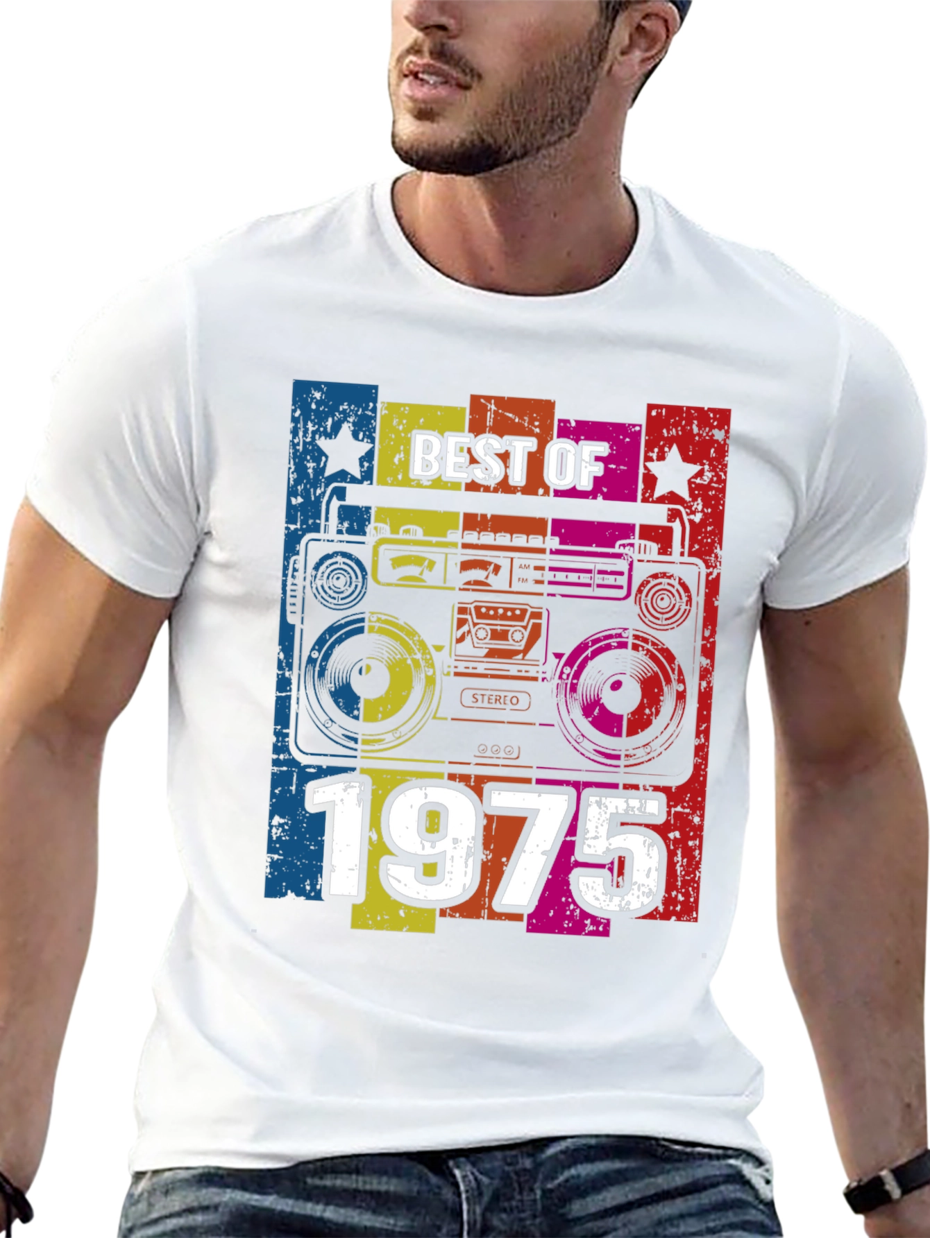 Best of 1975 Retro Boombox Graphic T-Shirt
