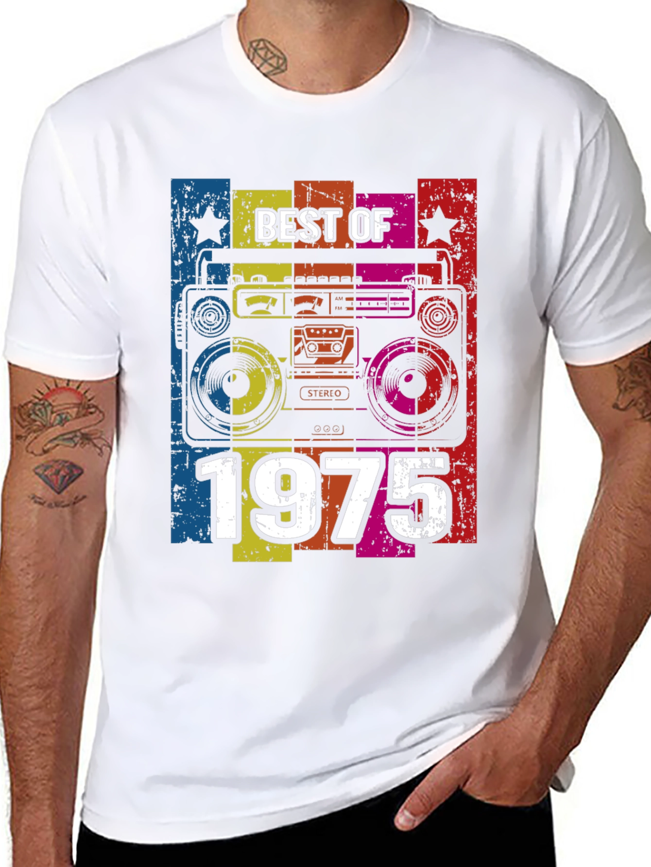 Best of 1975 Retro Boombox Graphic T-Shirt