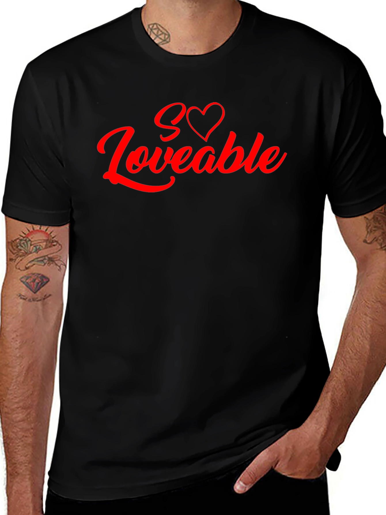 Loveable Graphic Tee - Black Cotton Blend Shirt