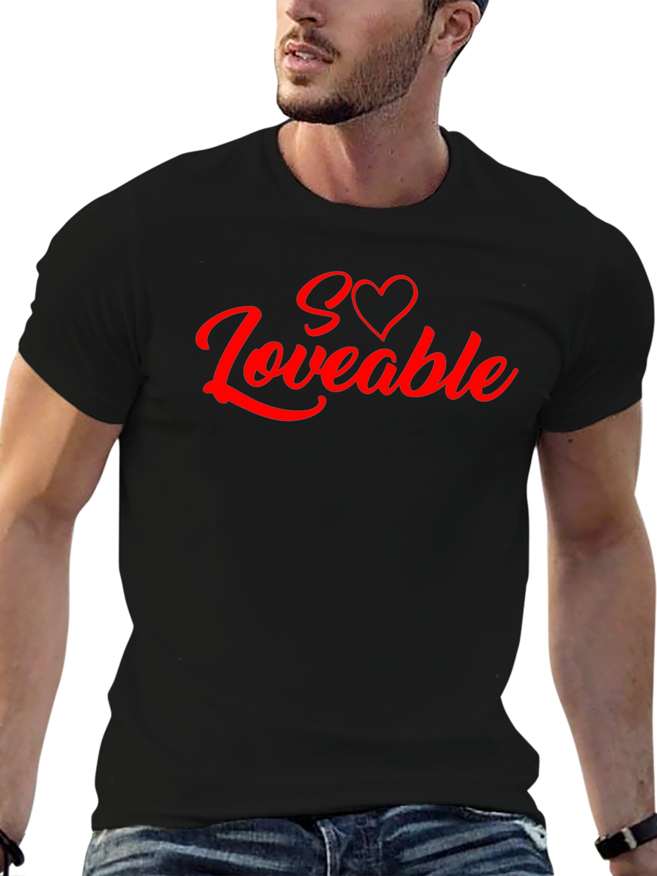 Loveable Graphic Tee - Black Cotton Blend Shirt