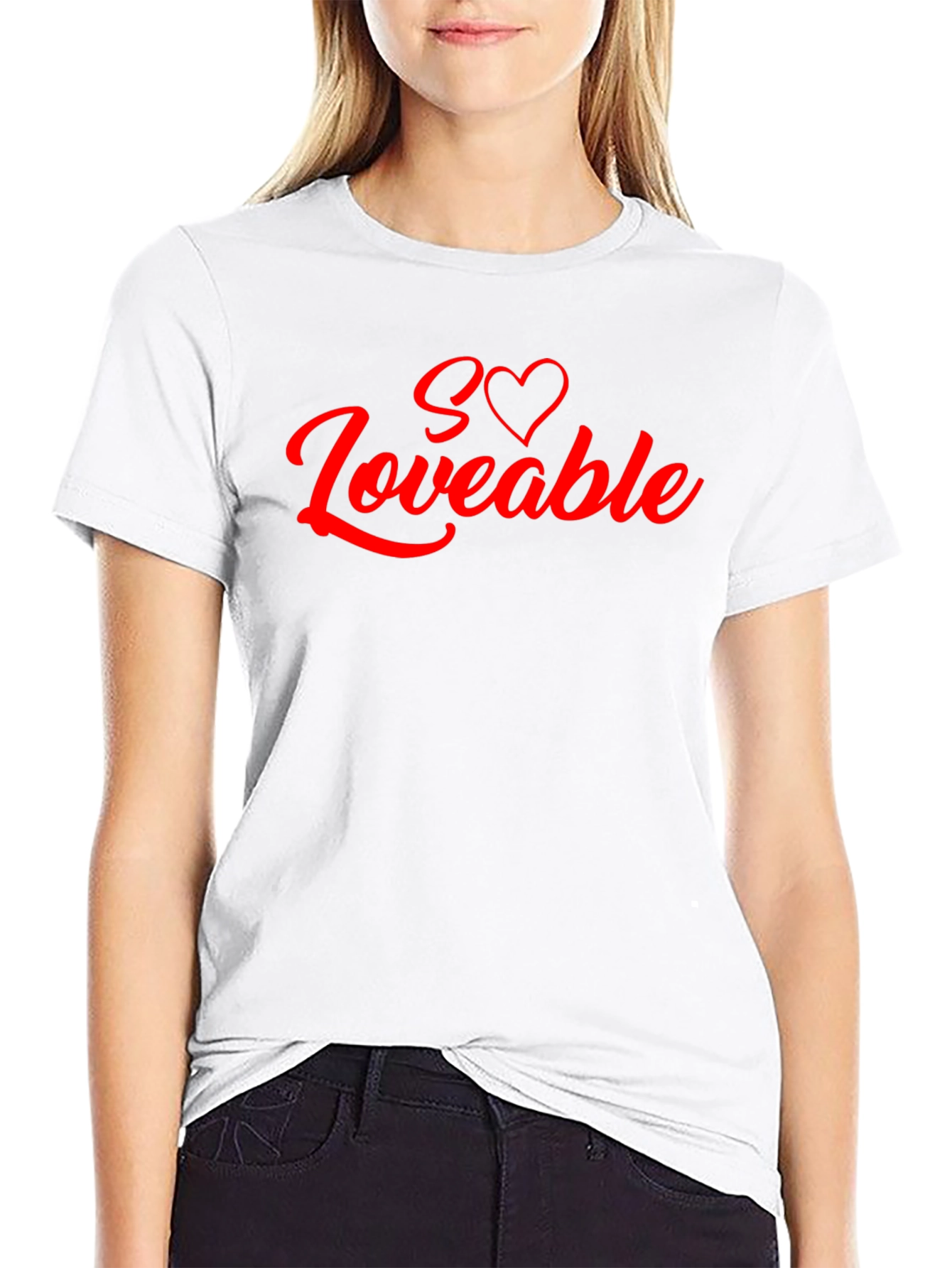 Loveable Graphic Tee - Black Cotton Blend Shirt