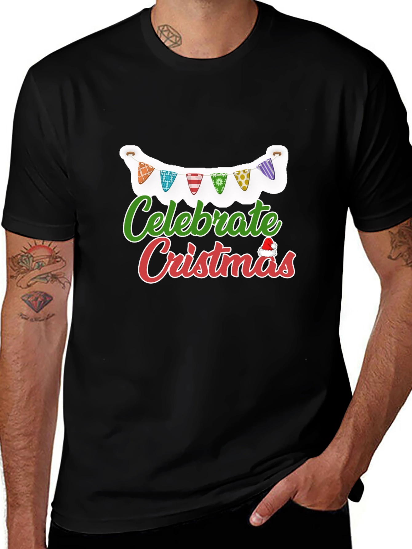 Celebrate Christmas T-Shirt Black Holiday Festive