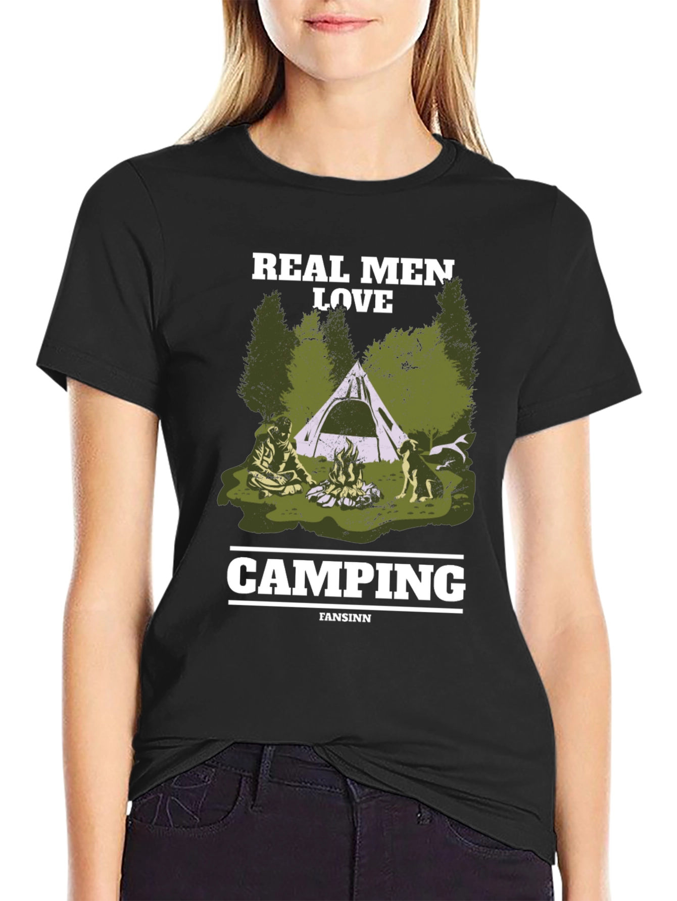Real Men Love Camping Black T-Shirt