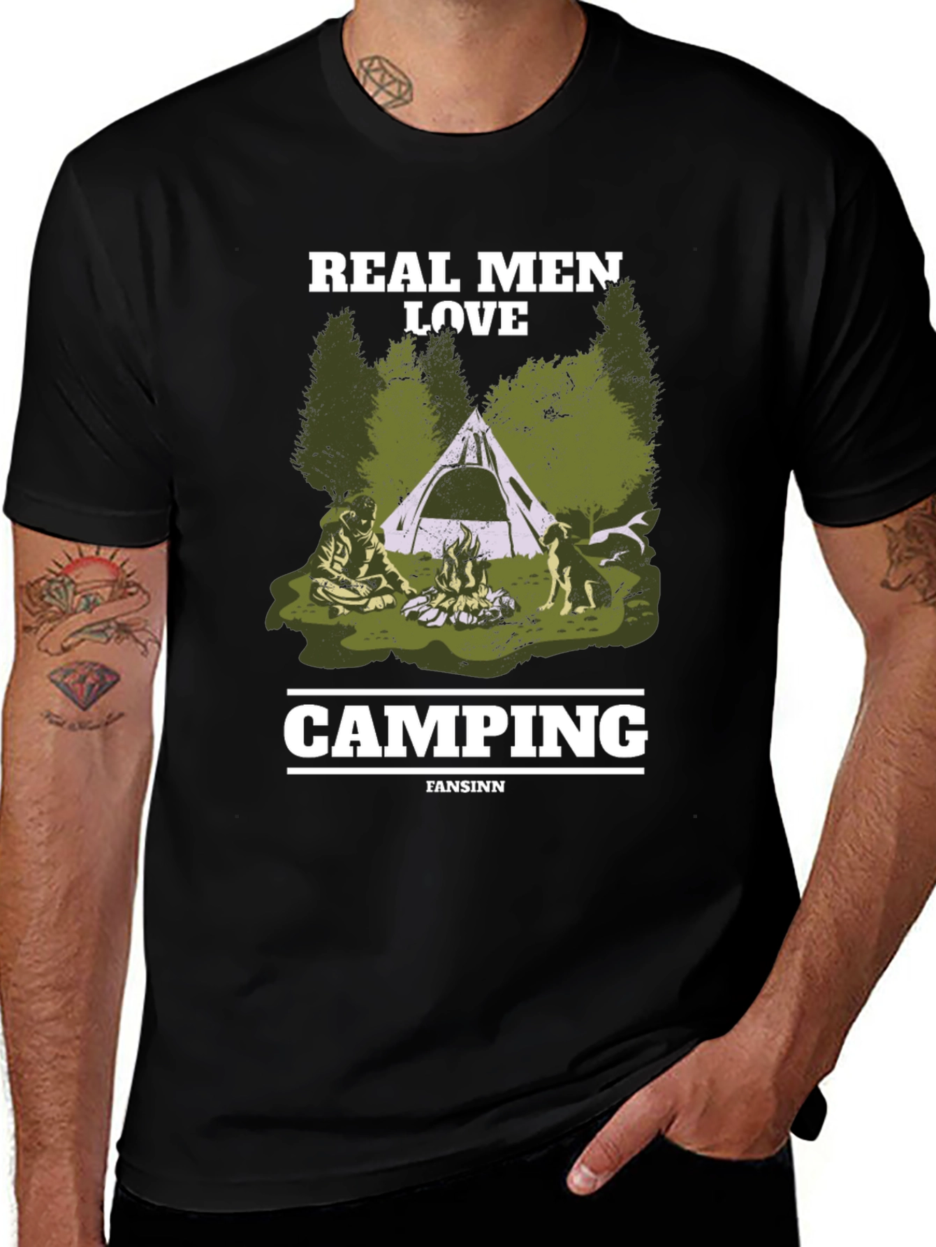 Real Men Love Camping Black T-Shirt