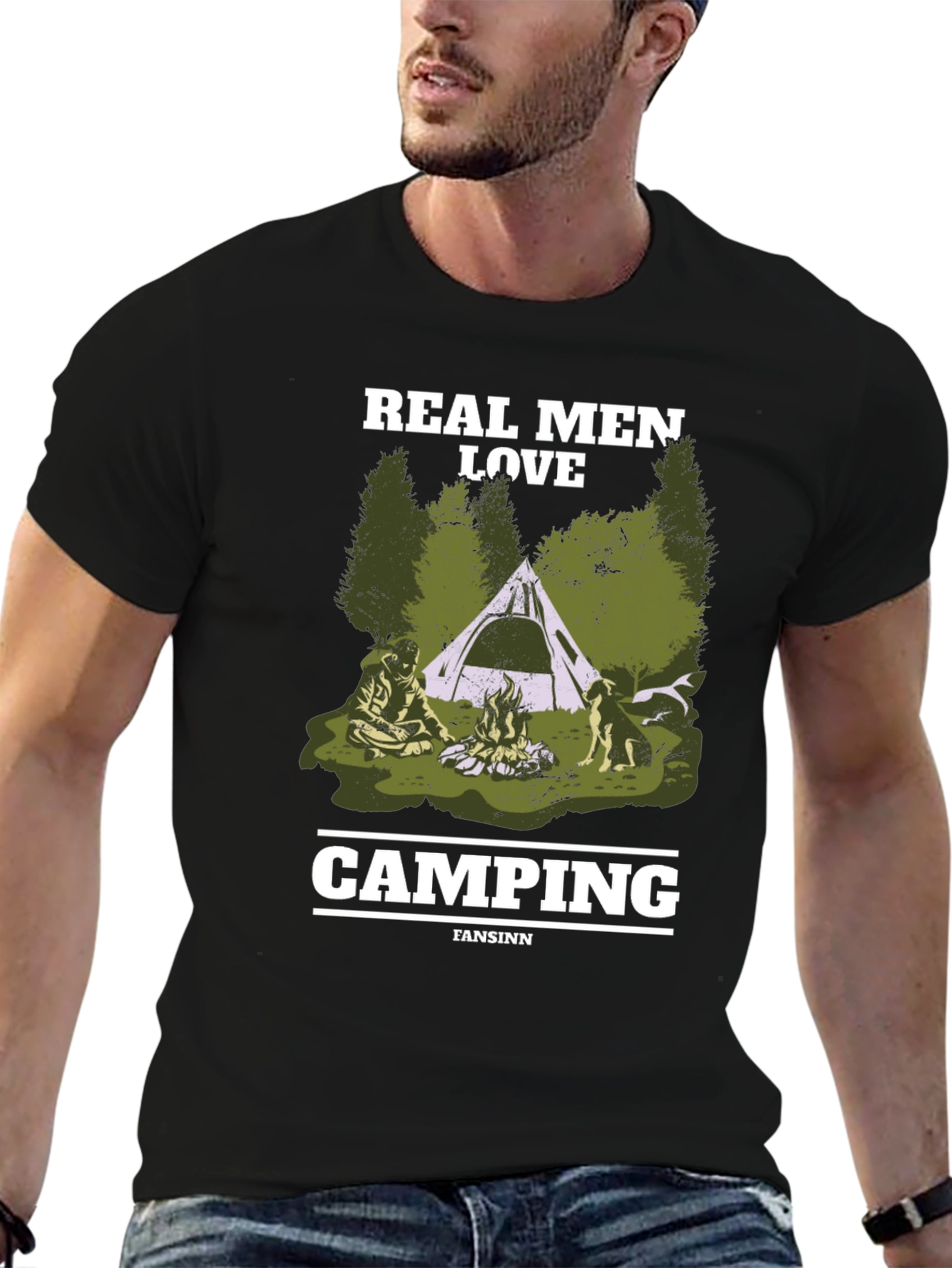 Real Men Love Camping Black T-Shirt