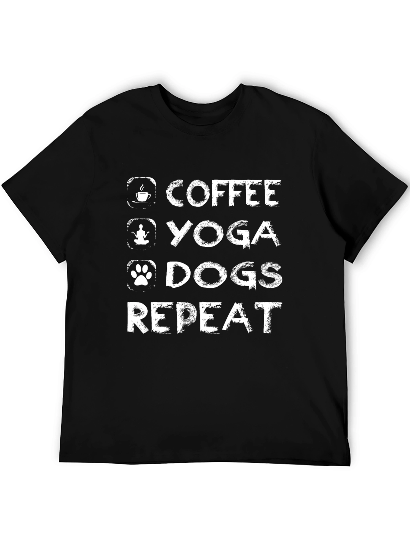 Coffee Yoga Dogs Repeat Graphic T-Shirt