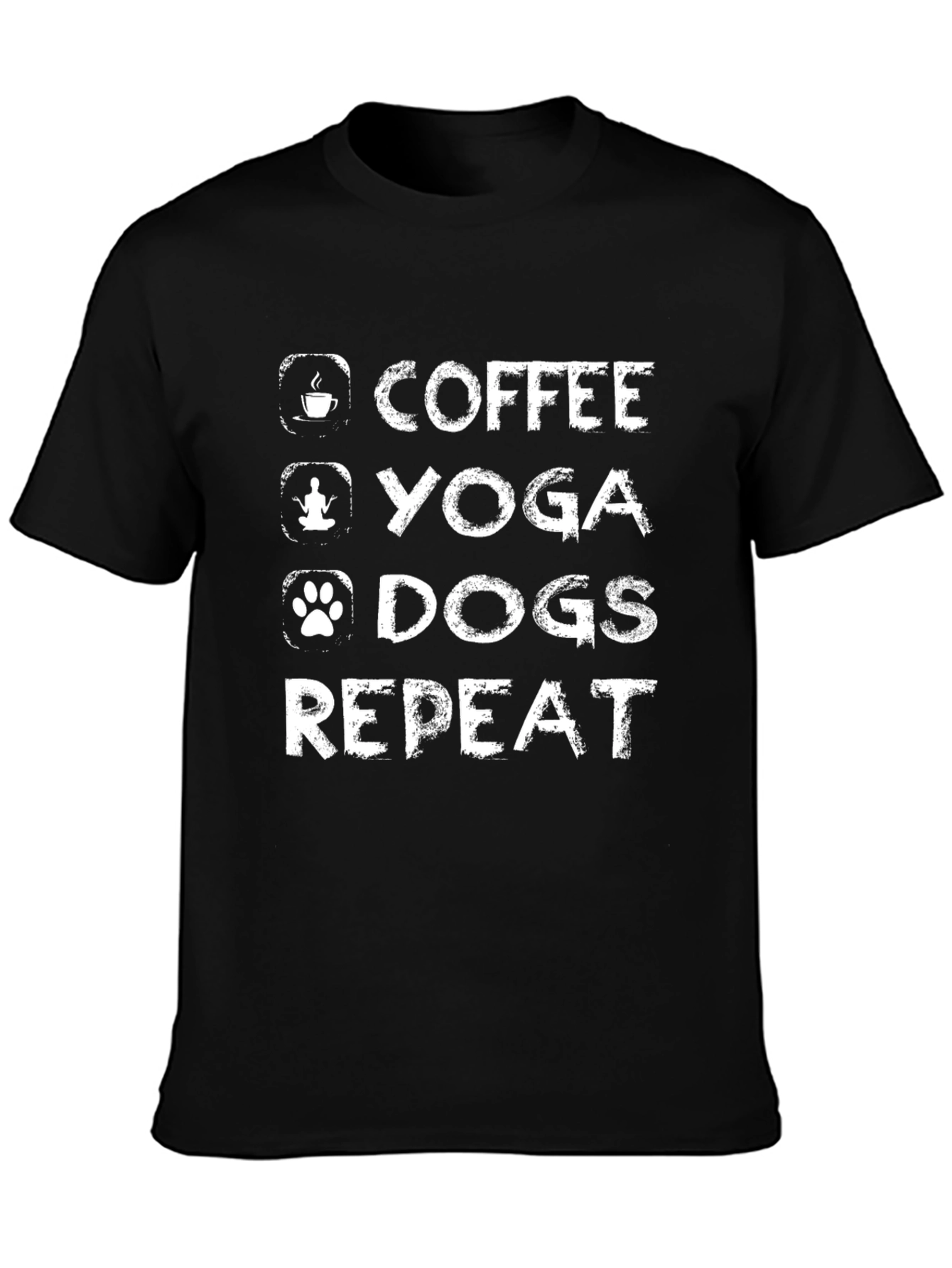 Coffee Yoga Dogs Repeat Graphic T-Shirt