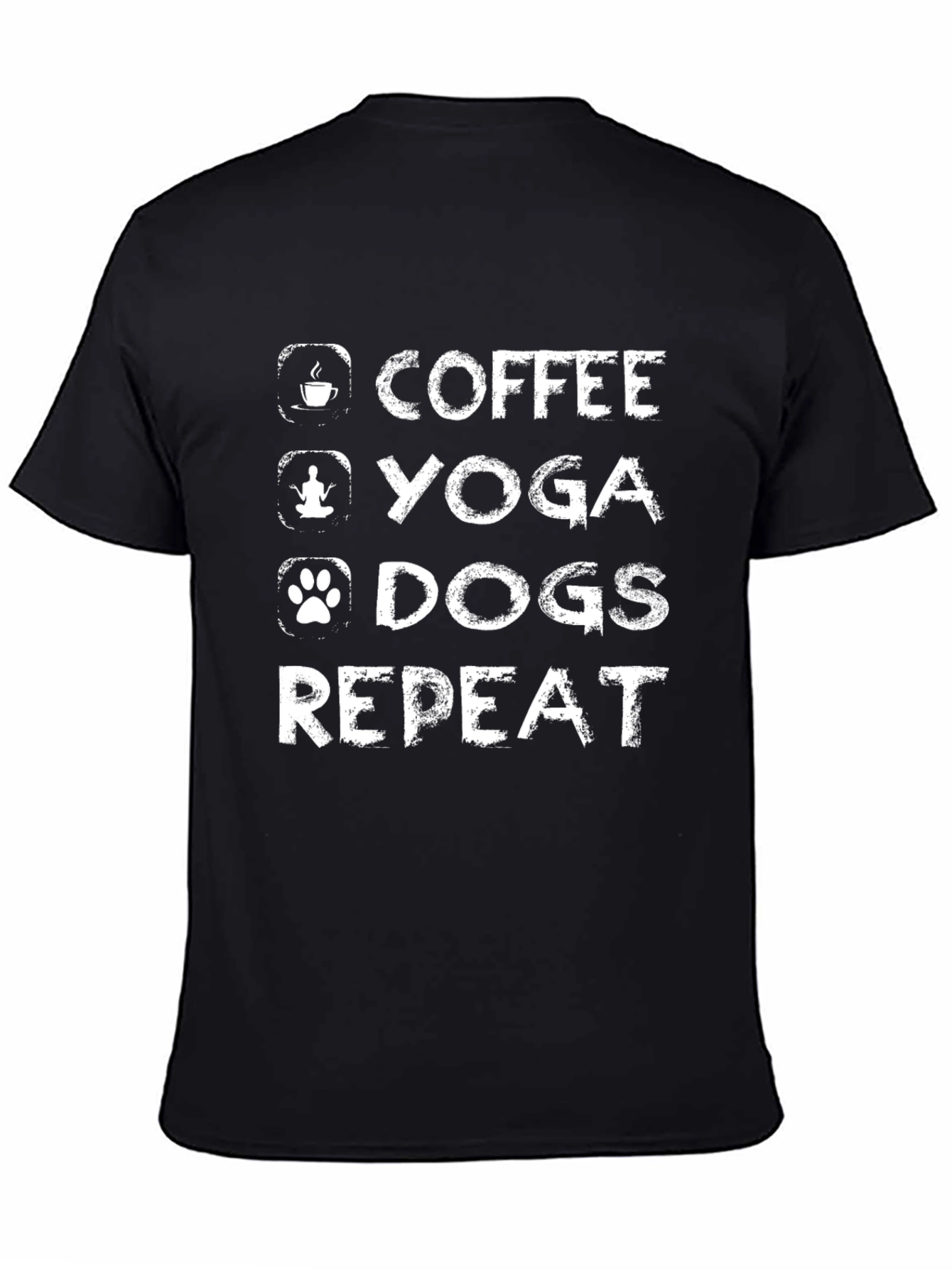 Coffee Yoga Dogs Repeat Graphic T-Shirt