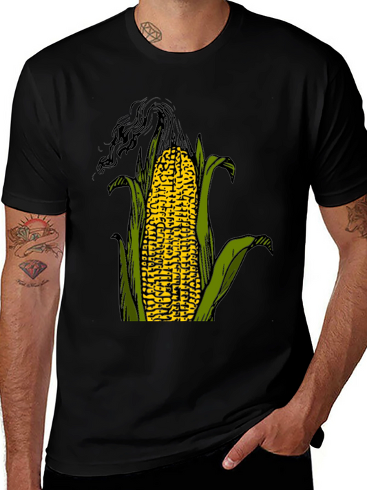 Corn on the Cob Graphic Tee - Black Cotton T-Shirt