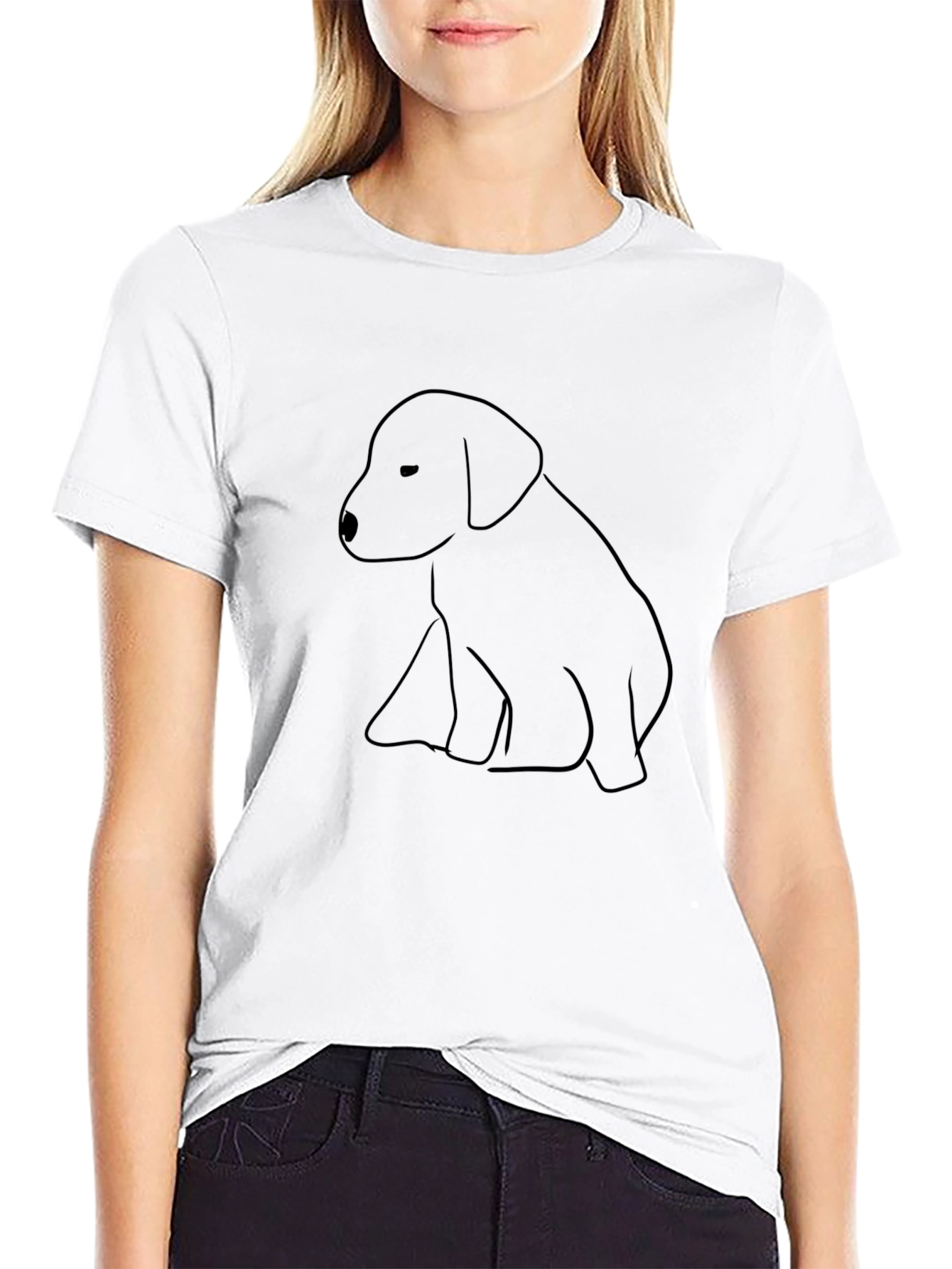 Minimalist Dog Graphic Black T-Shirt