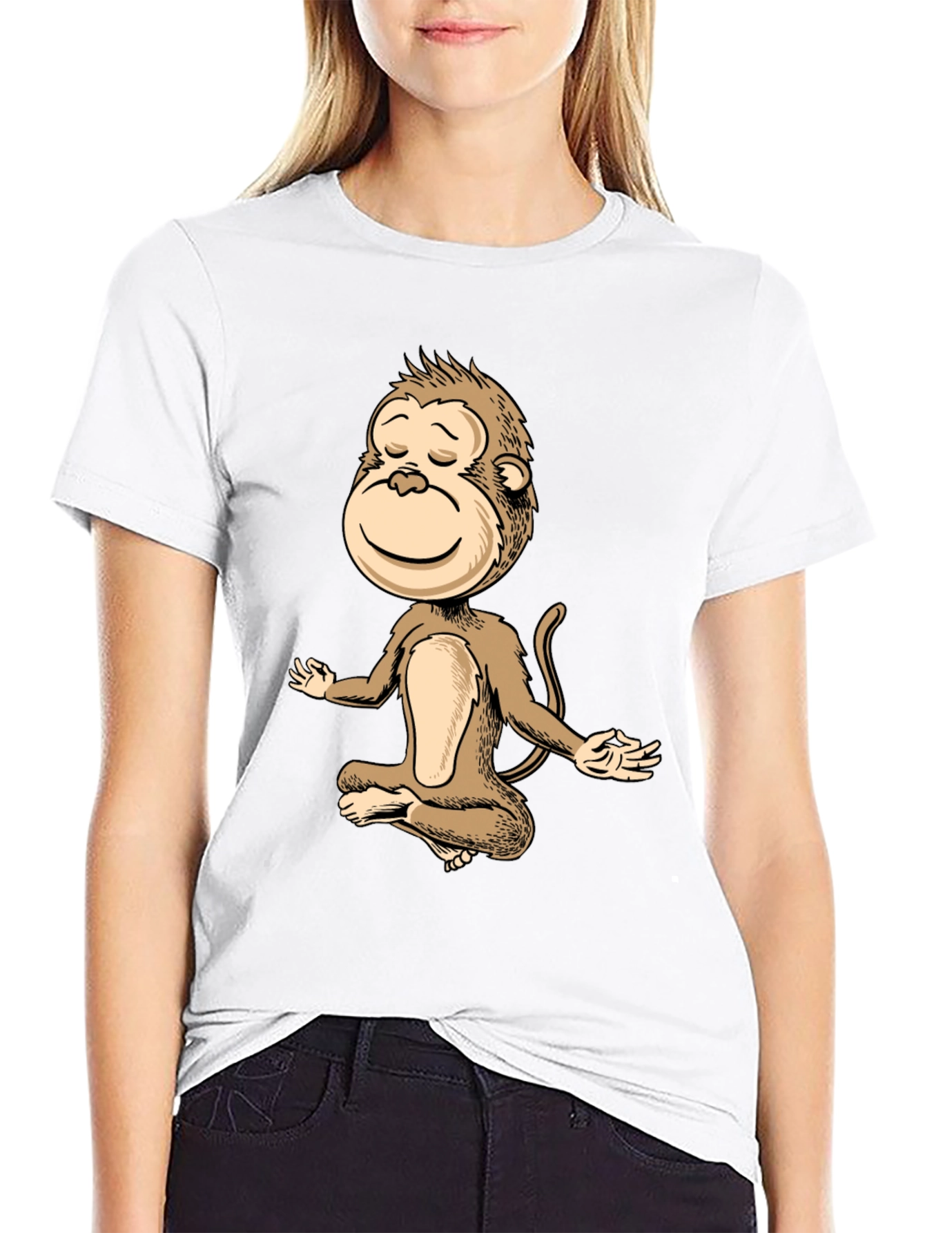 Zen Monkey Black T-Shirt - Meditating Primate