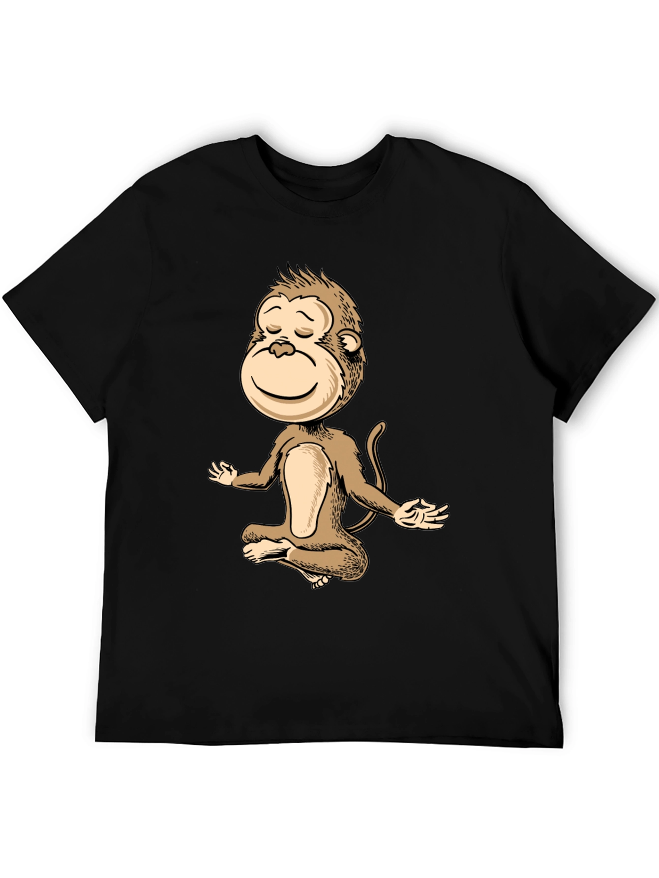 Zen Monkey Black T-Shirt - Meditating Primate
