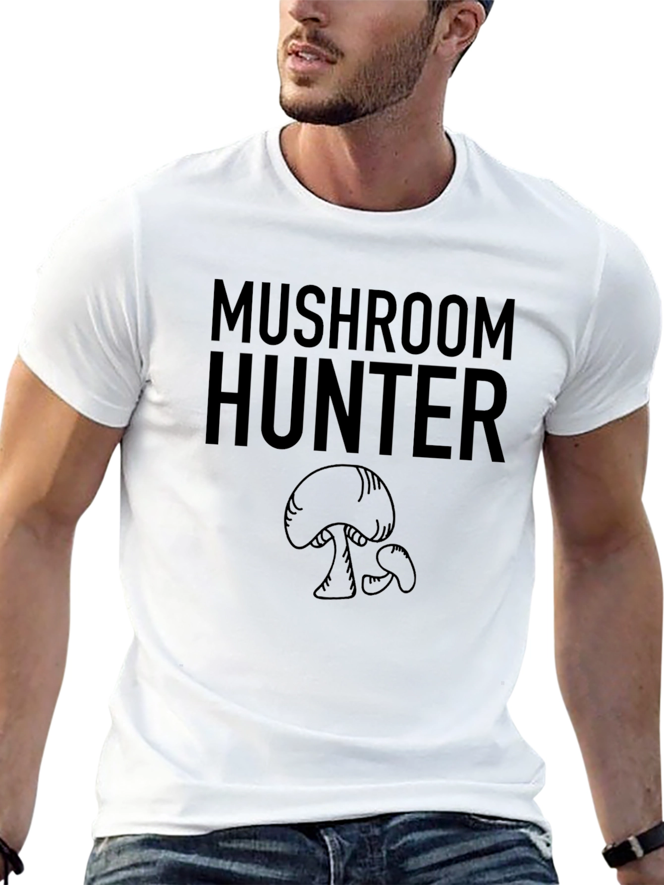 Mushroom Hunter Graphic Tee - Black Cotton T-Shirt