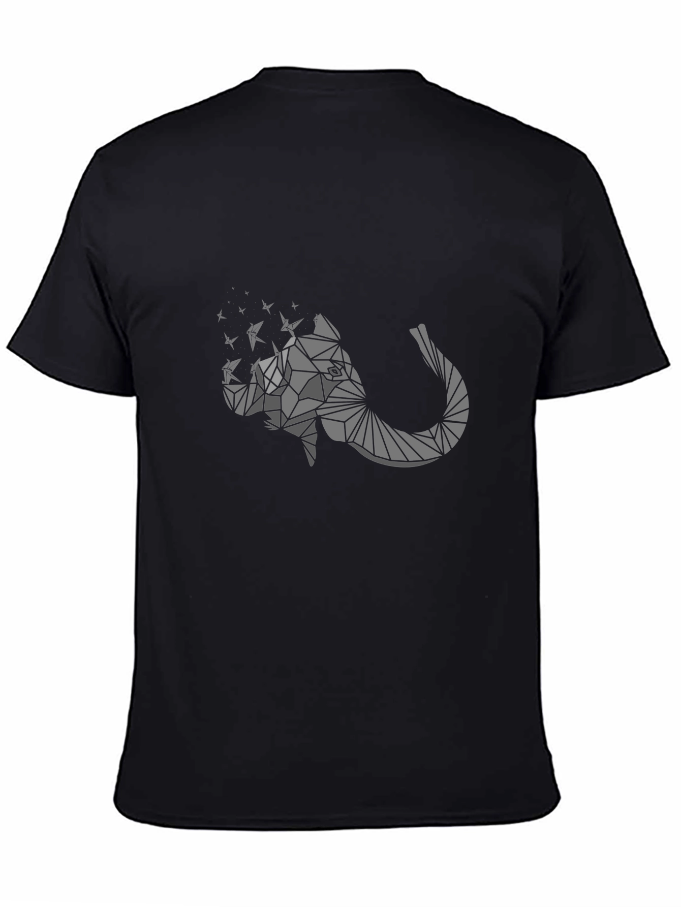 Geometric Elephant Graphic Print Black T-Shirt