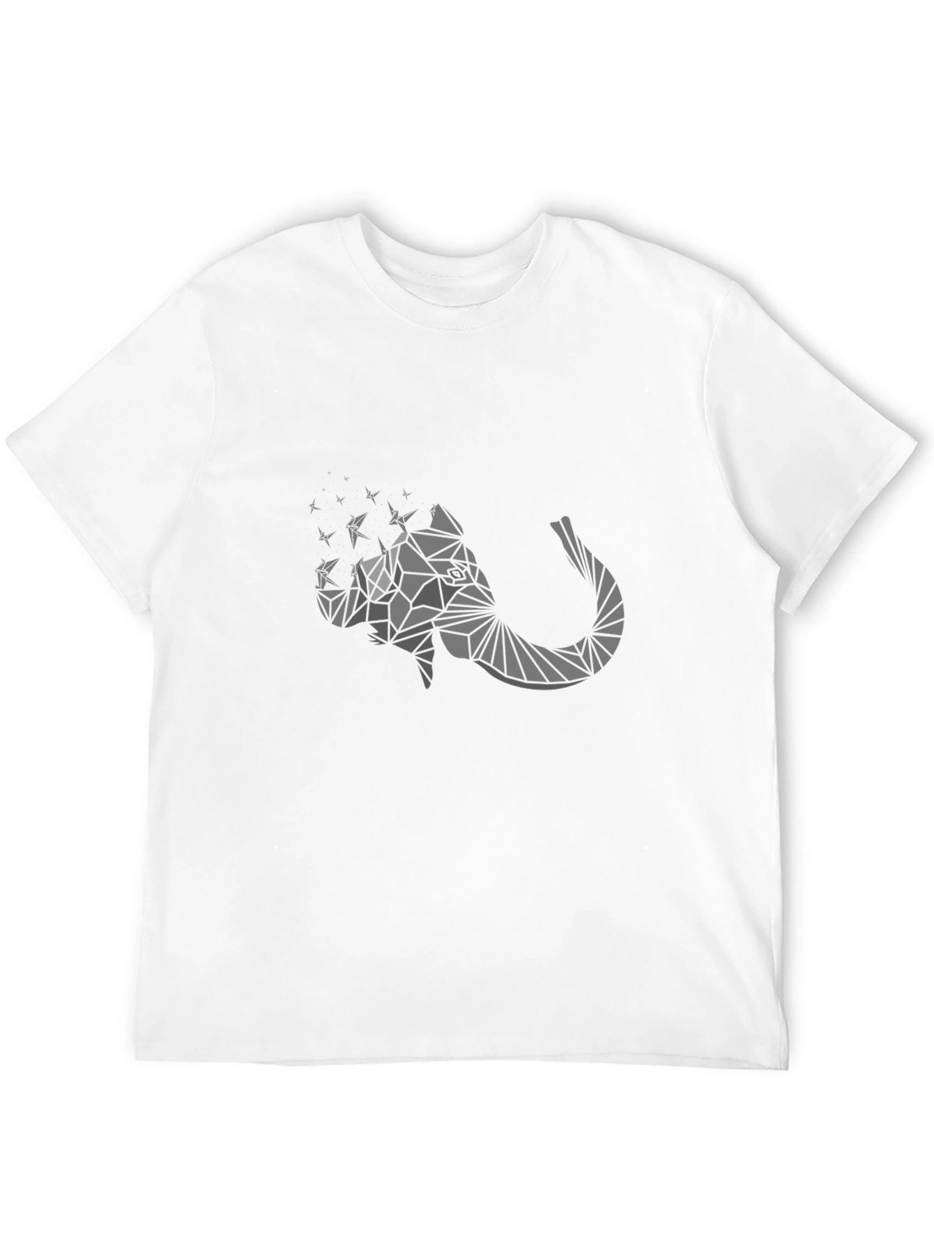 Geometric Elephant Graphic Print Black T-Shirt
