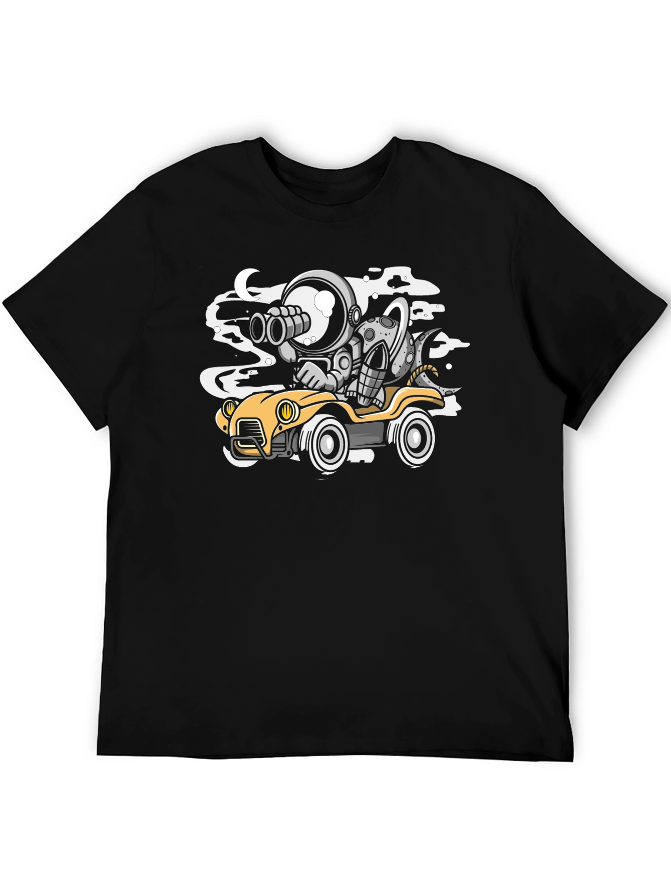 Astronaut & Alien Car Ride Black T-Shirt