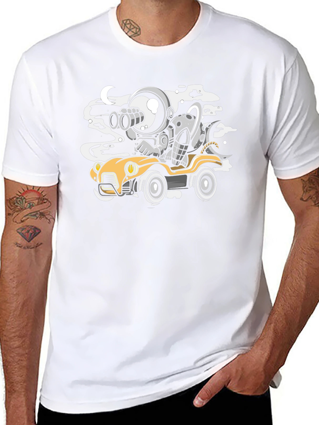 Astronaut & Alien Car Ride Black T-Shirt