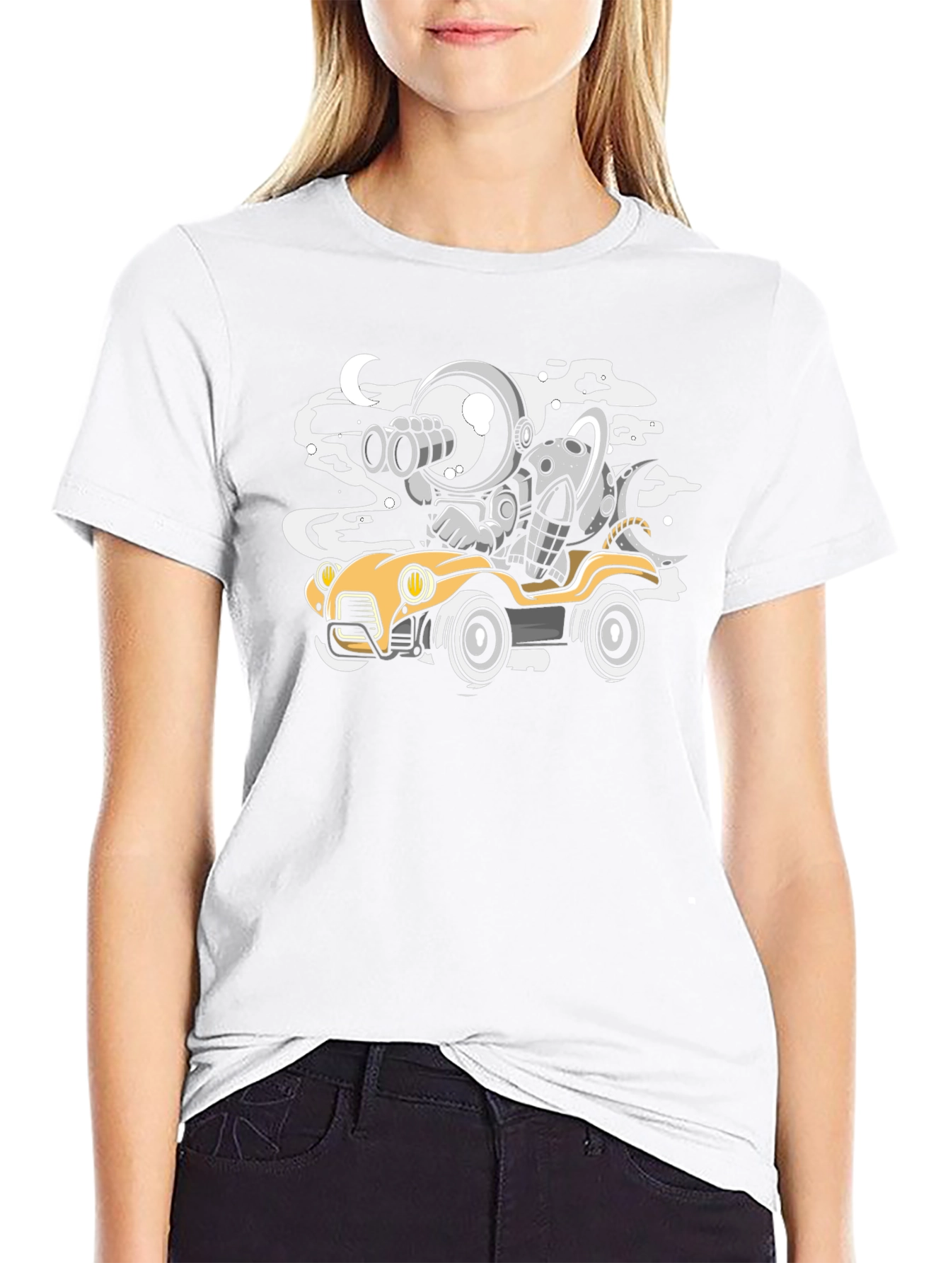 Astronaut & Alien Car Ride Black T-Shirt