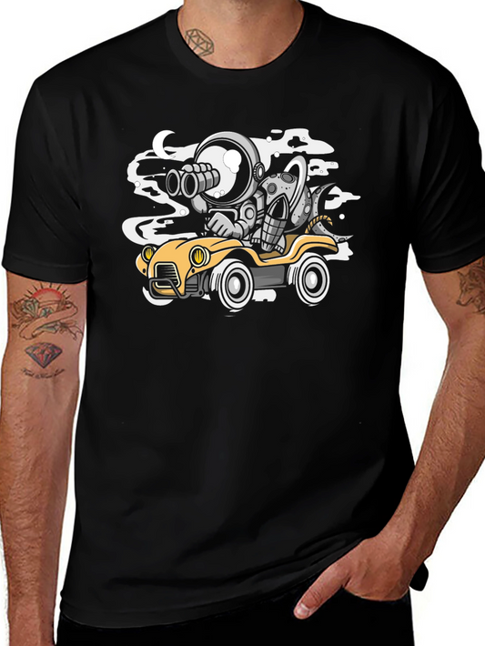 Astronaut & Alien Car Ride Black T-Shirt