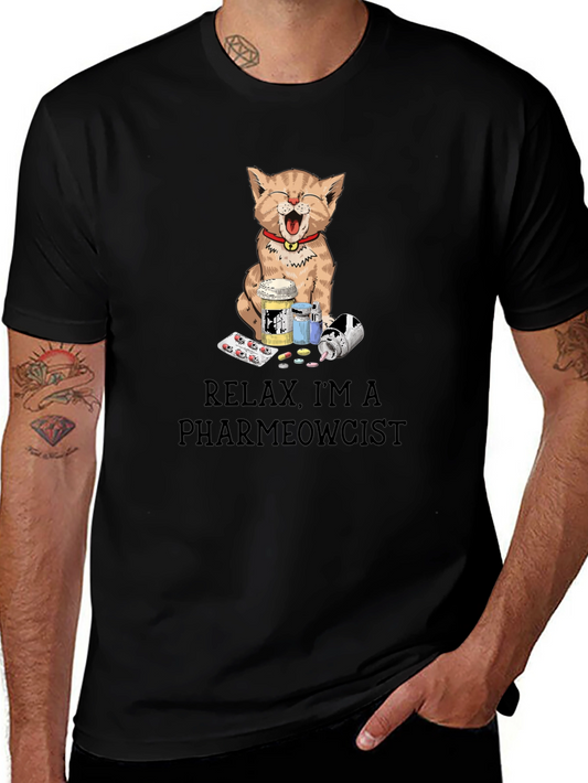 PharmMeowcist Cat Graphic Tee - Relax Im a Pharmacist!