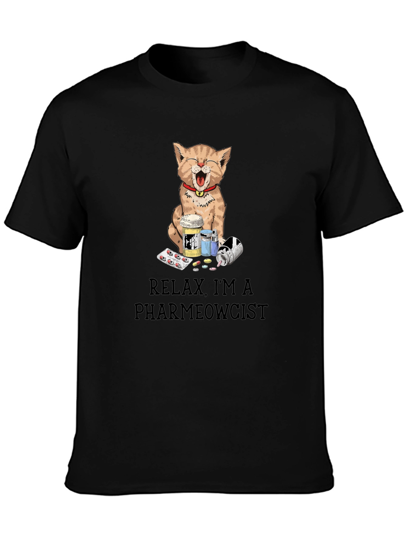 PharmMeowcist Cat Graphic Tee - Relax Im a Pharmacist!