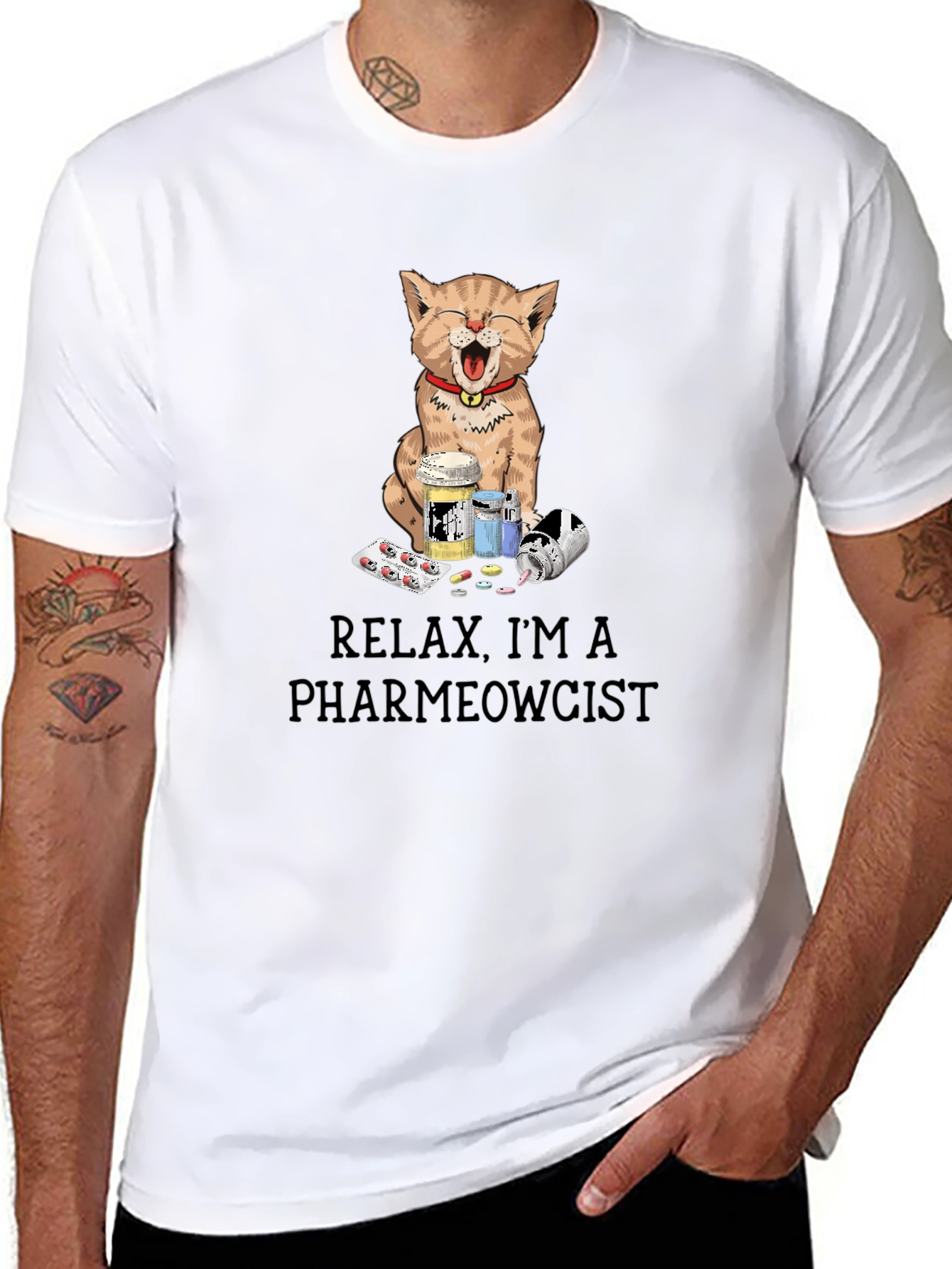 PharmMeowcist Cat Graphic Tee - Relax Im a Pharmacist!
