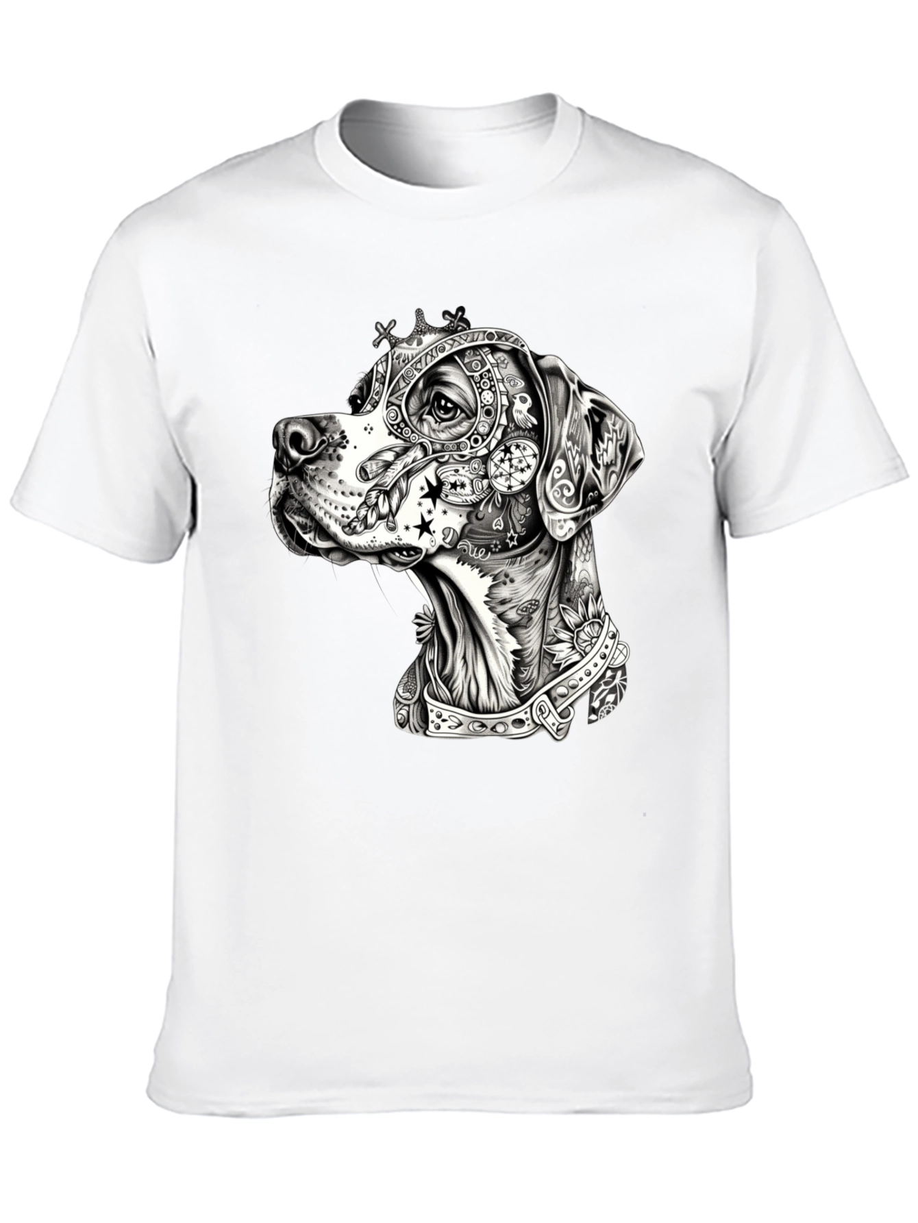 Dog Portrait Graphic Black T-Shirt