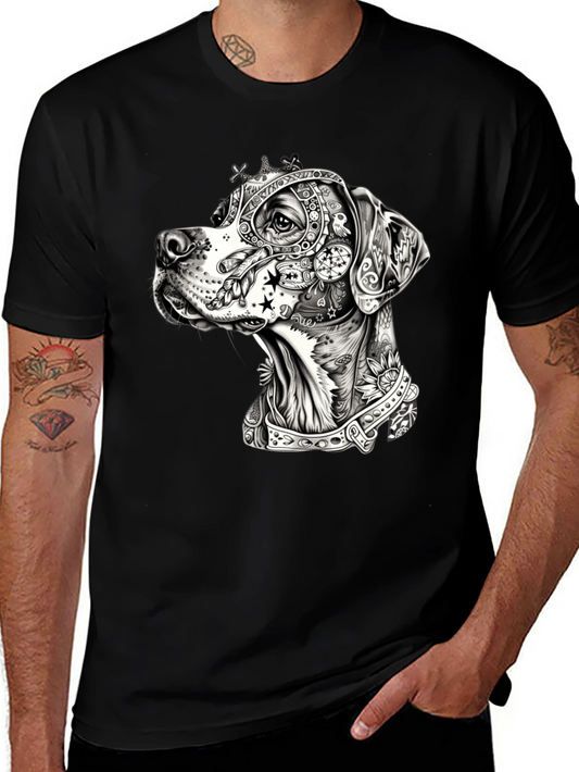 Dog Portrait Graphic Black T-Shirt