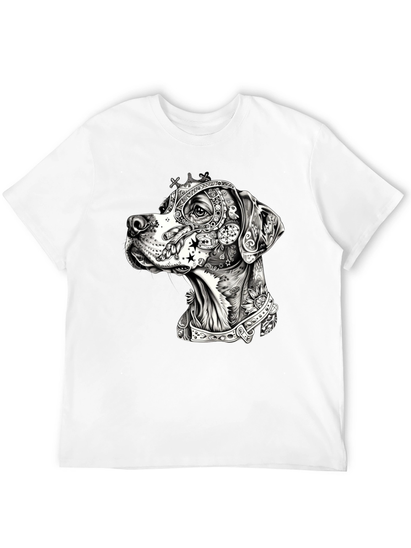 Dog Portrait Graphic Black T-Shirt