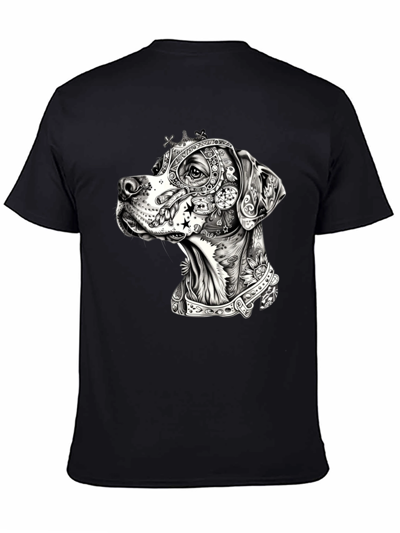 Dog Portrait Graphic Black T-Shirt
