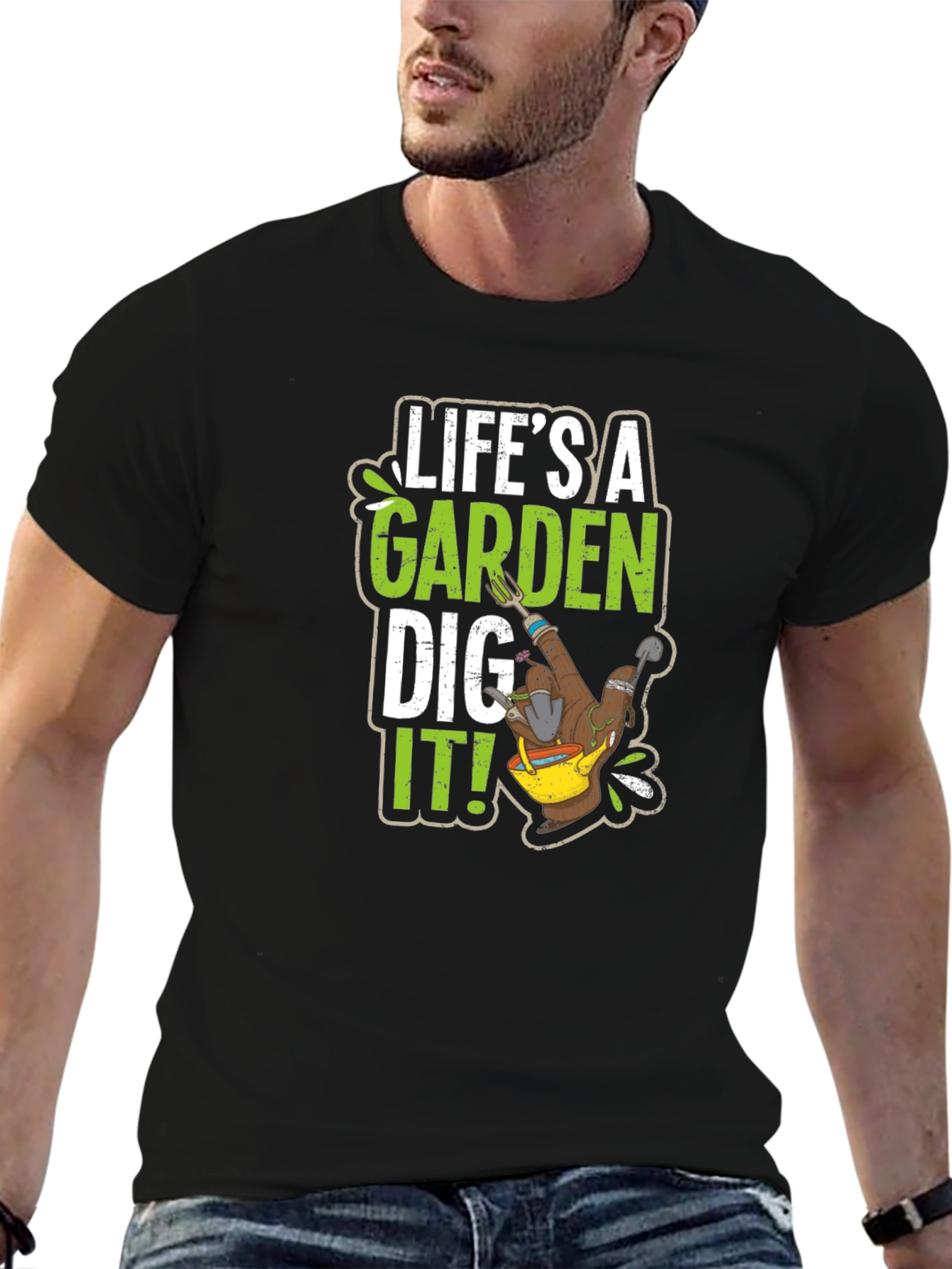 Lifes a Garden Dig It! Black Graphic Tee