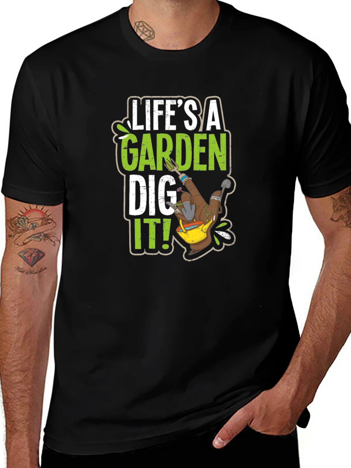 Lifes a Garden Dig It! Black Graphic Tee