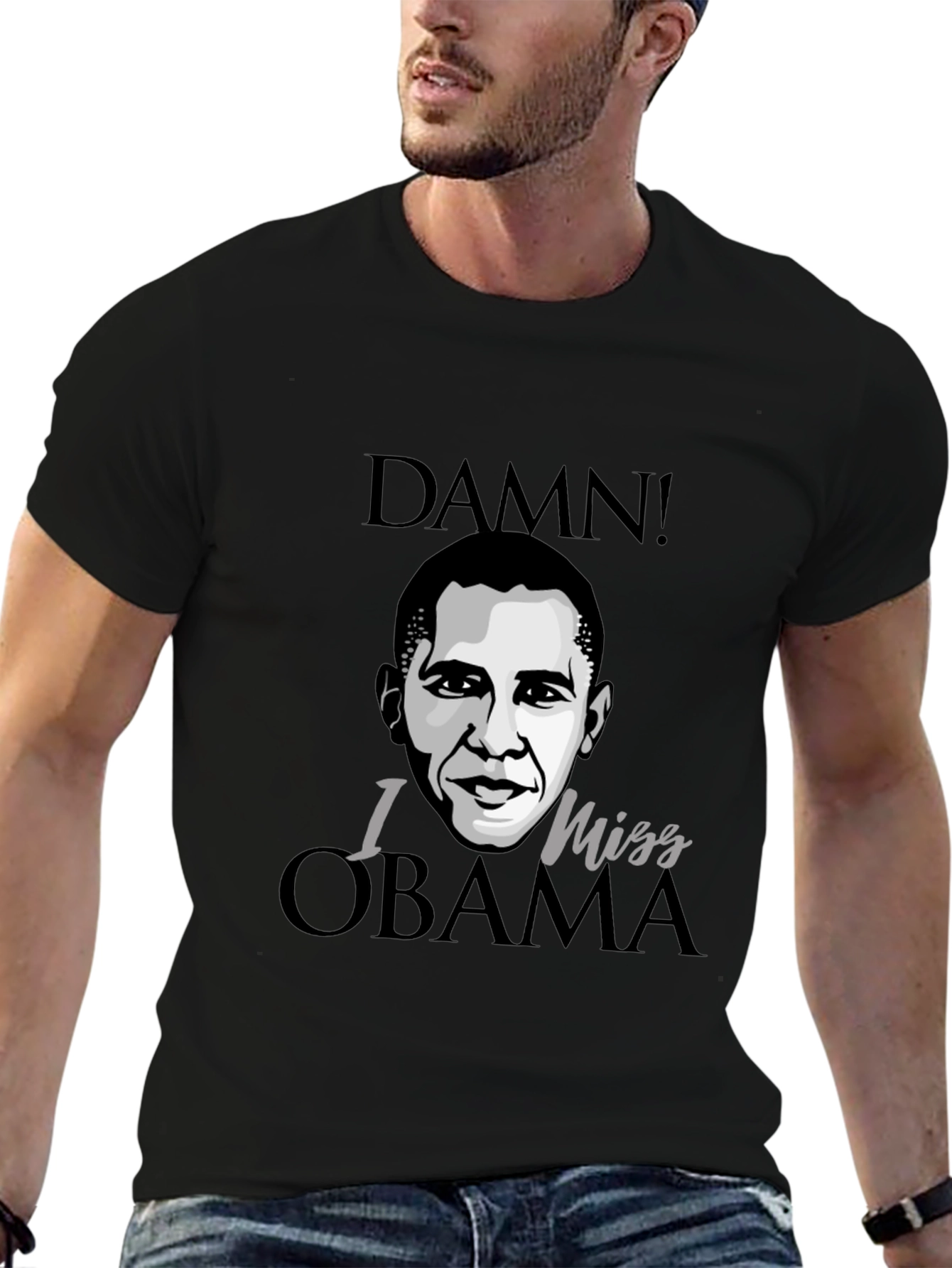 Damn I Miss Obama Black Graphic Tee Shirt