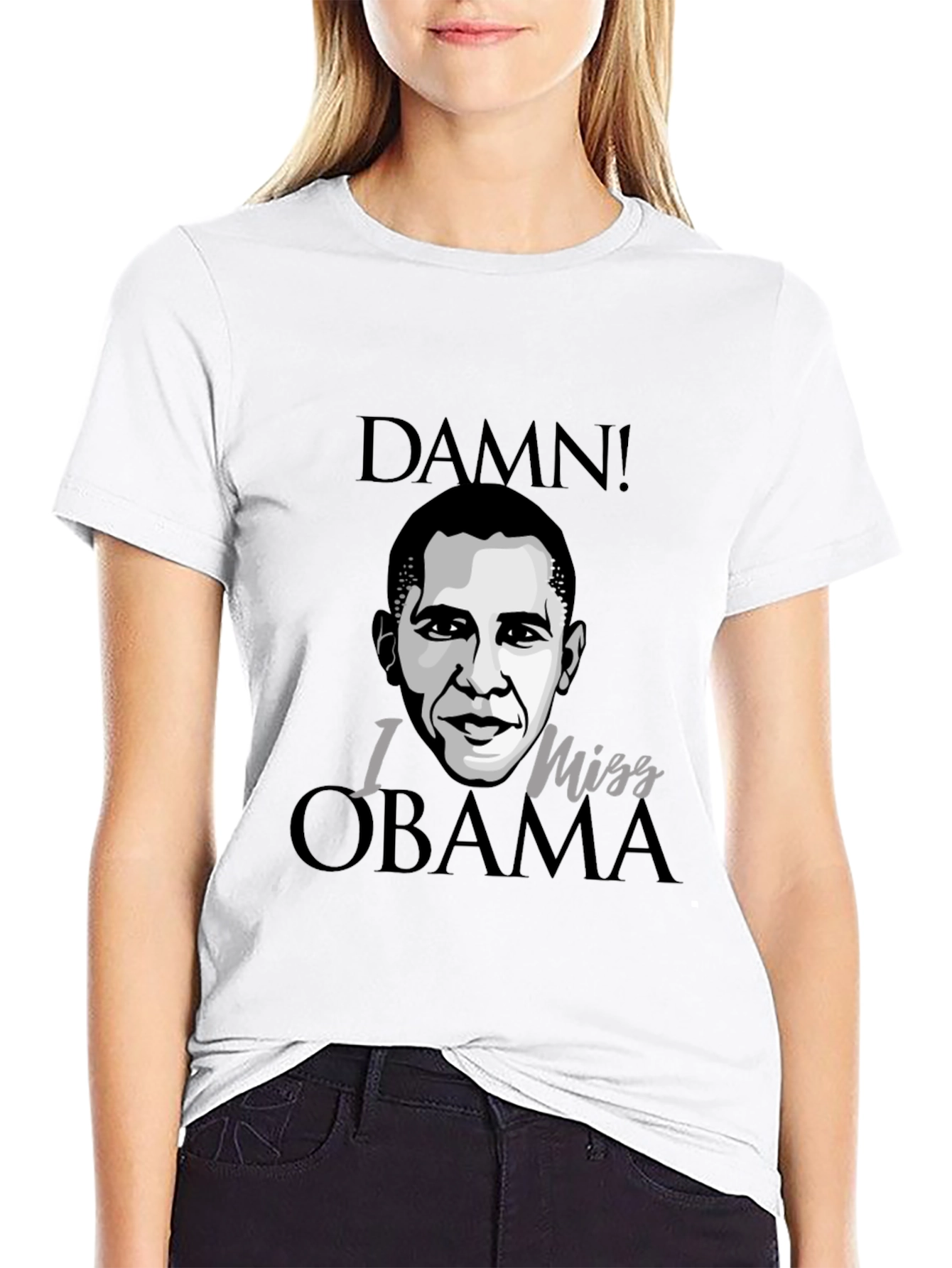 Damn I Miss Obama Black Graphic Tee Shirt