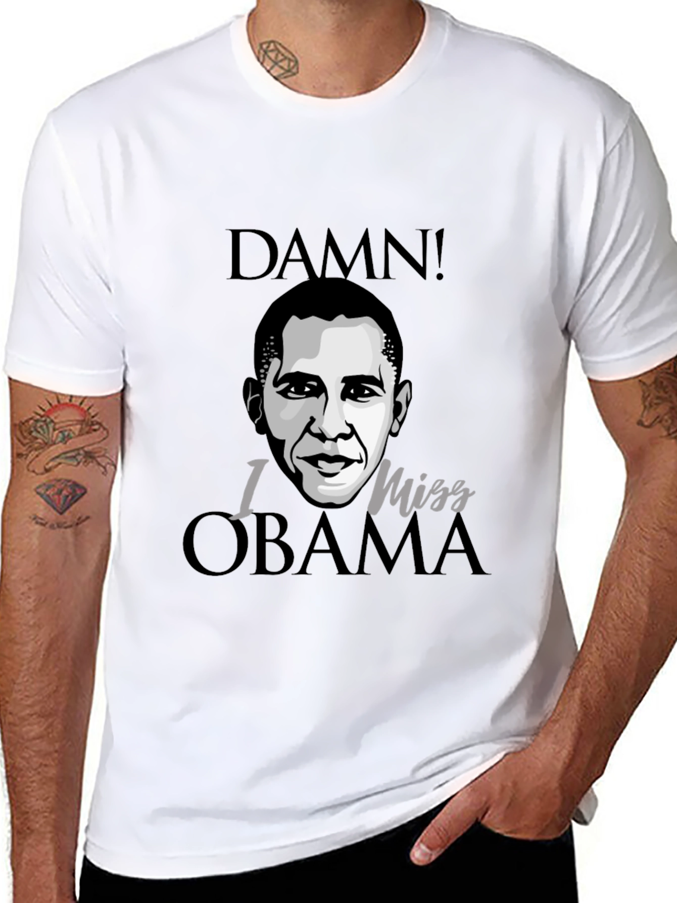 Damn I Miss Obama Black Graphic Tee Shirt