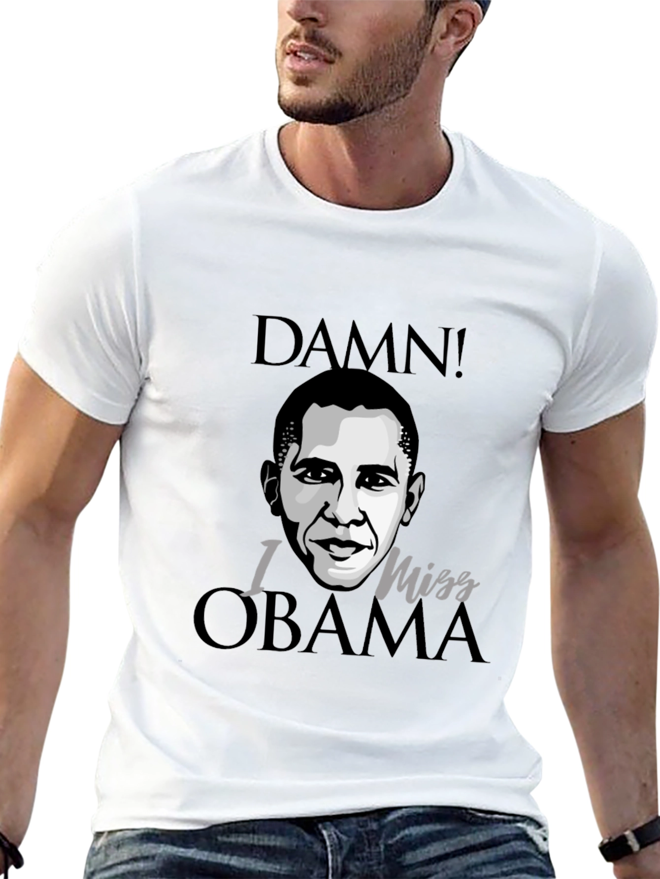 Damn I Miss Obama Black Graphic Tee Shirt