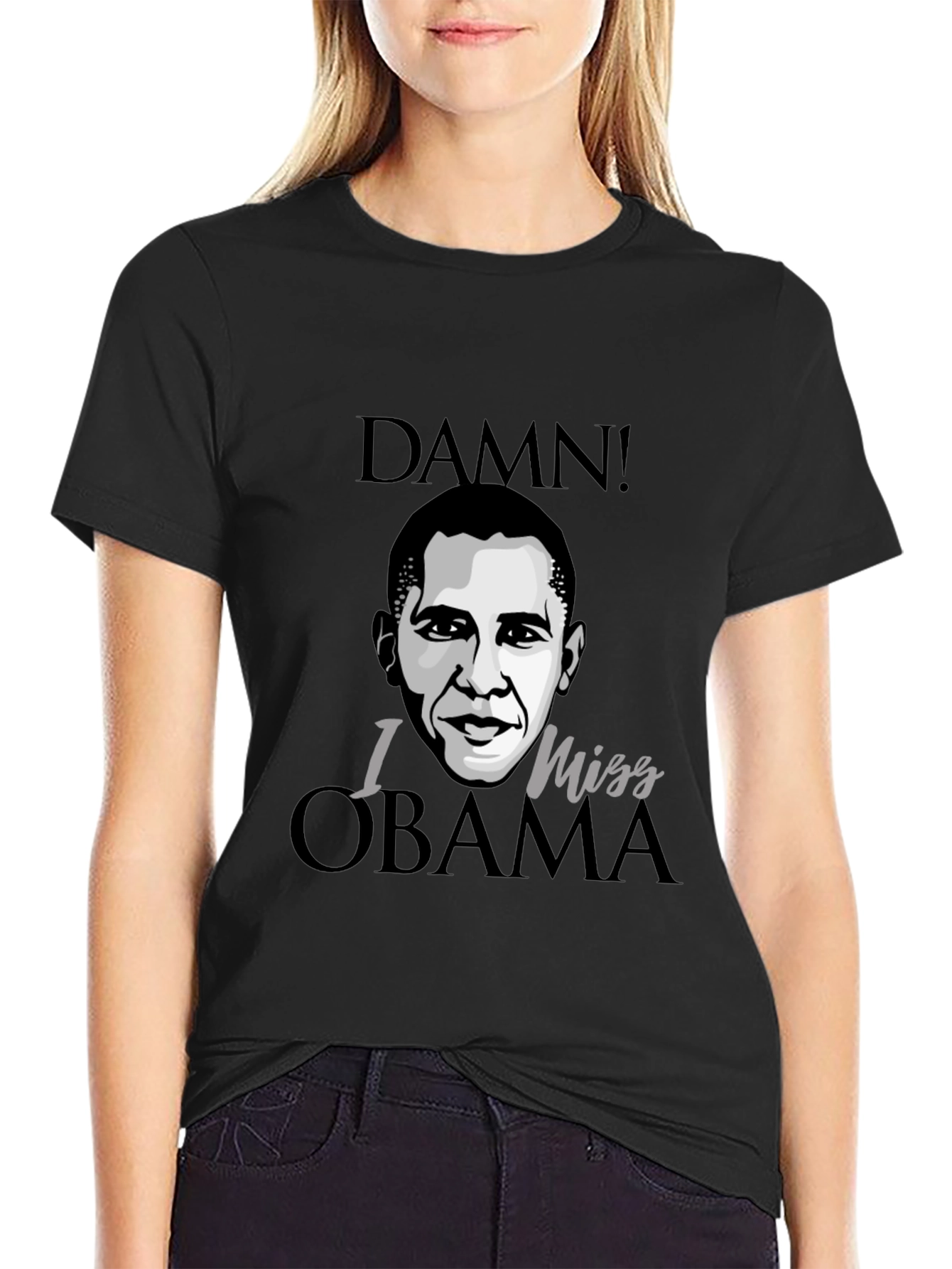 Damn I Miss Obama Black Graphic Tee Shirt